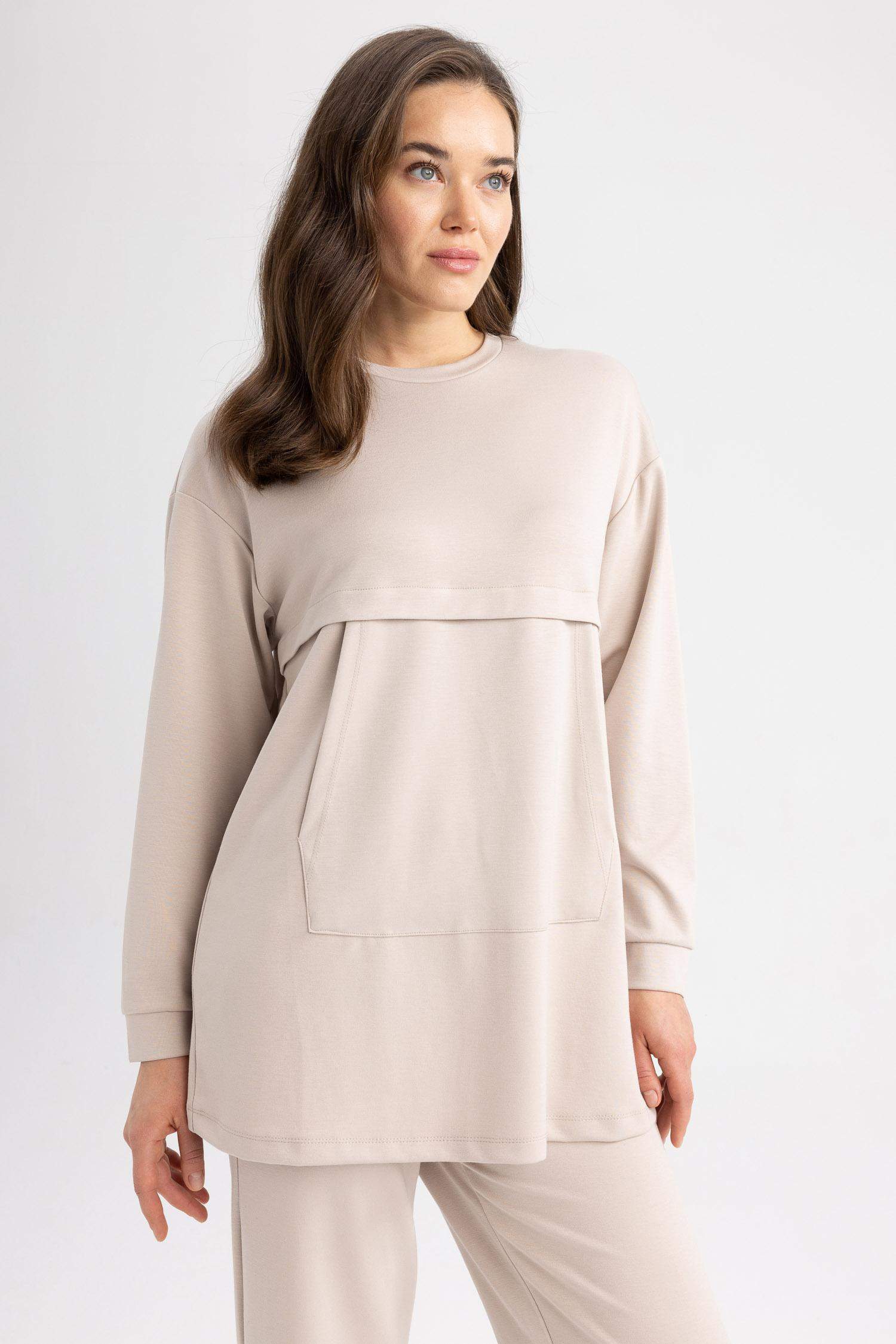 Relax Fit Hooded Sweatshirt Tunic