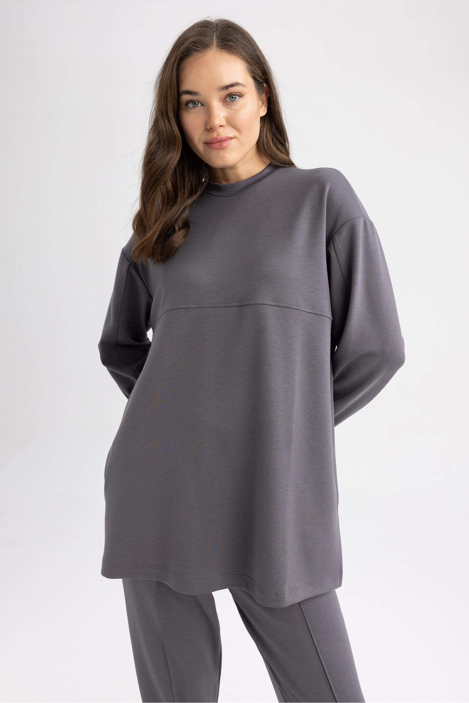 Relax Fit Crew Neck Sweatshirt Tunic