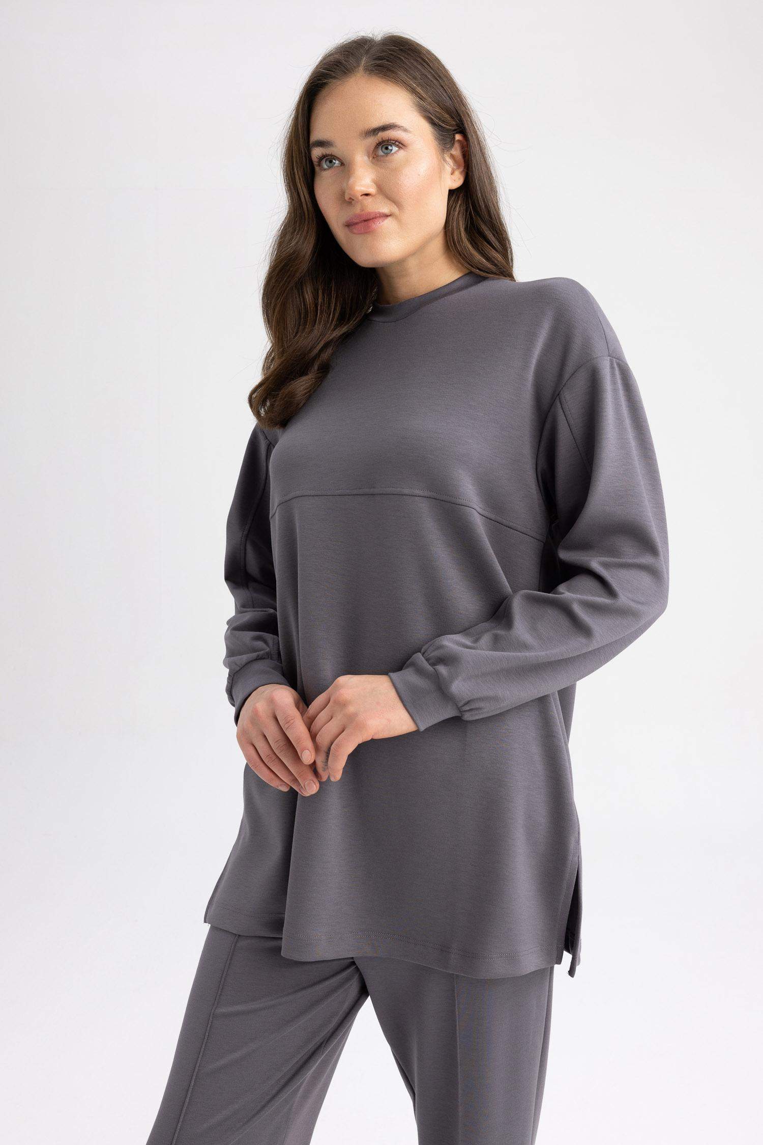 Relax Fit Crew Neck Sweatshirt Tunic