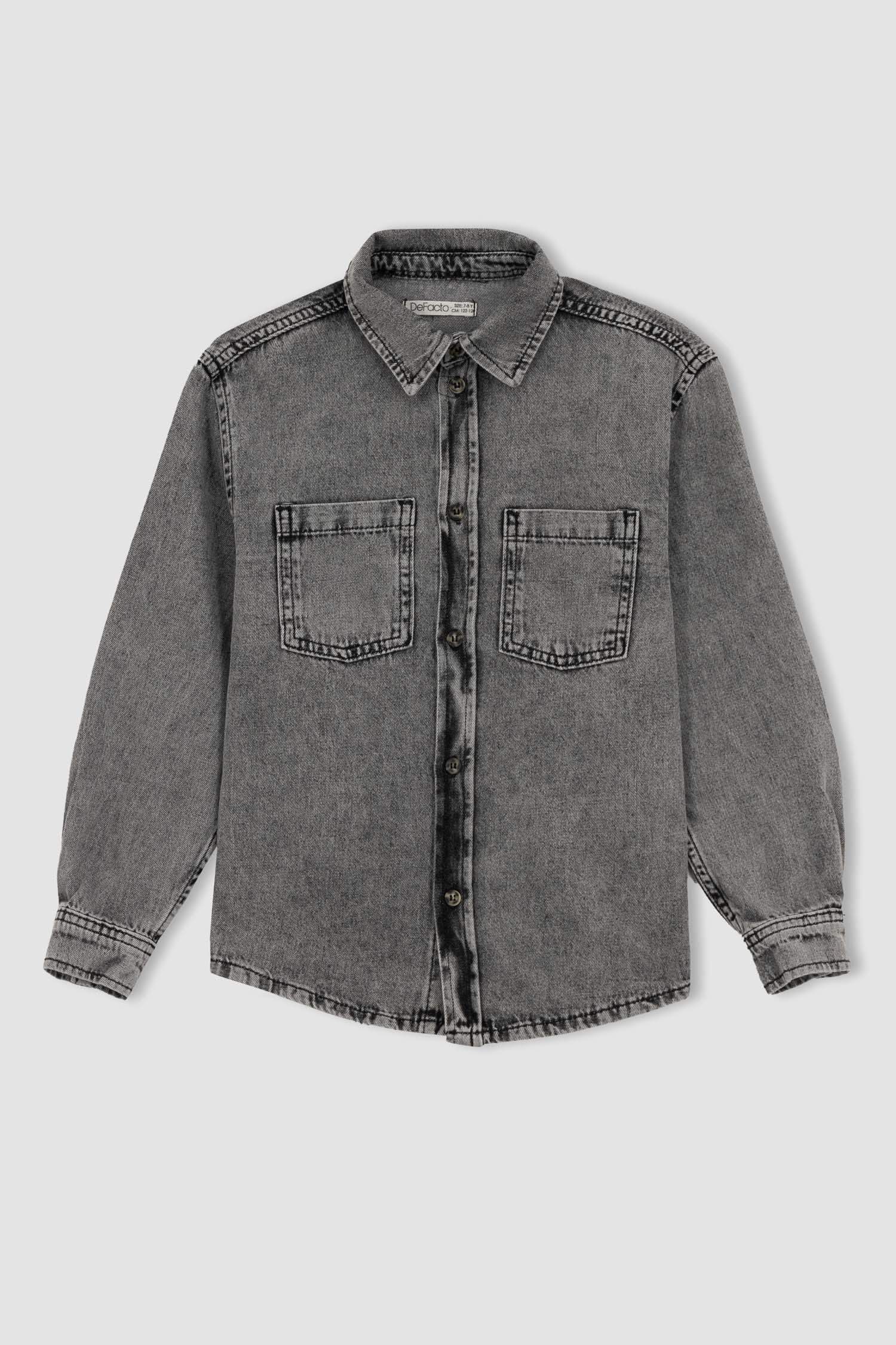 Boys Oversize Jean Long Sleeve Shirt