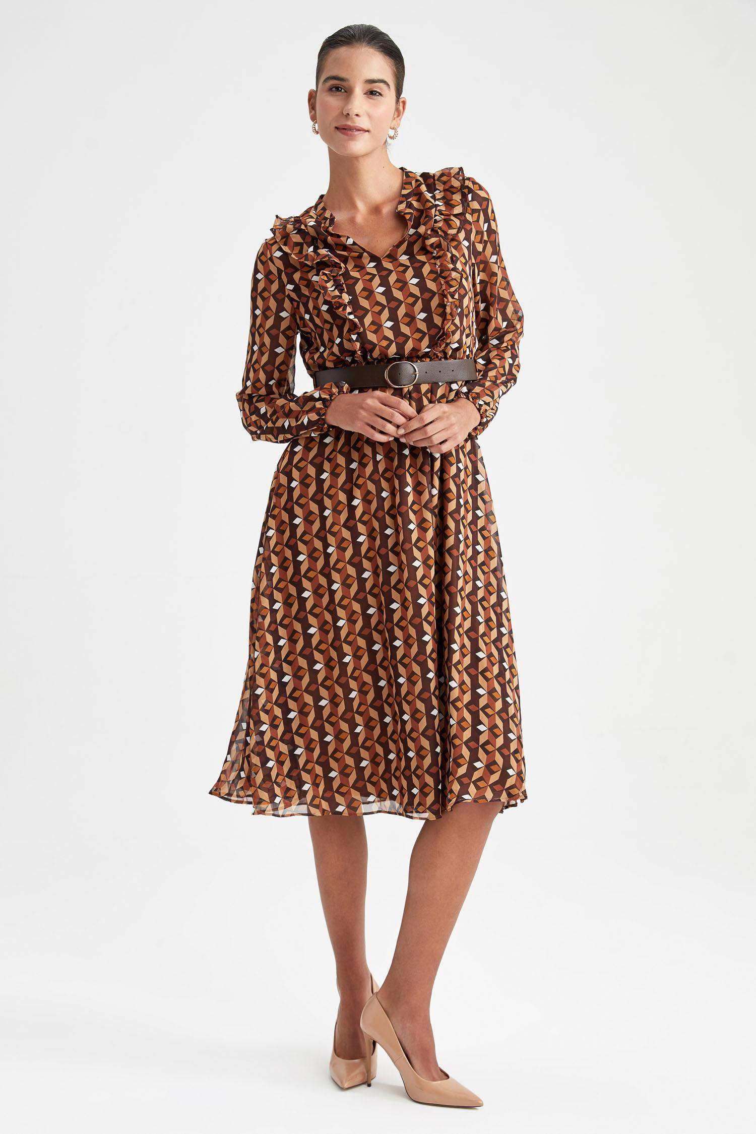 Printed Chiffon Maxi Dress