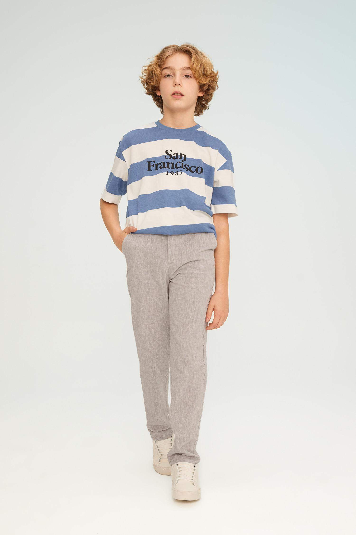 Boy Regular Fit Standard Leg Linen Look Trousers