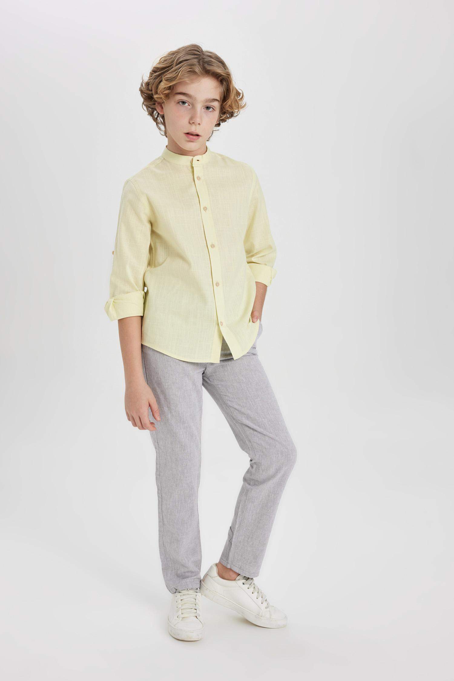 Boy Regular Fit Standard Leg Linen Look Trousers