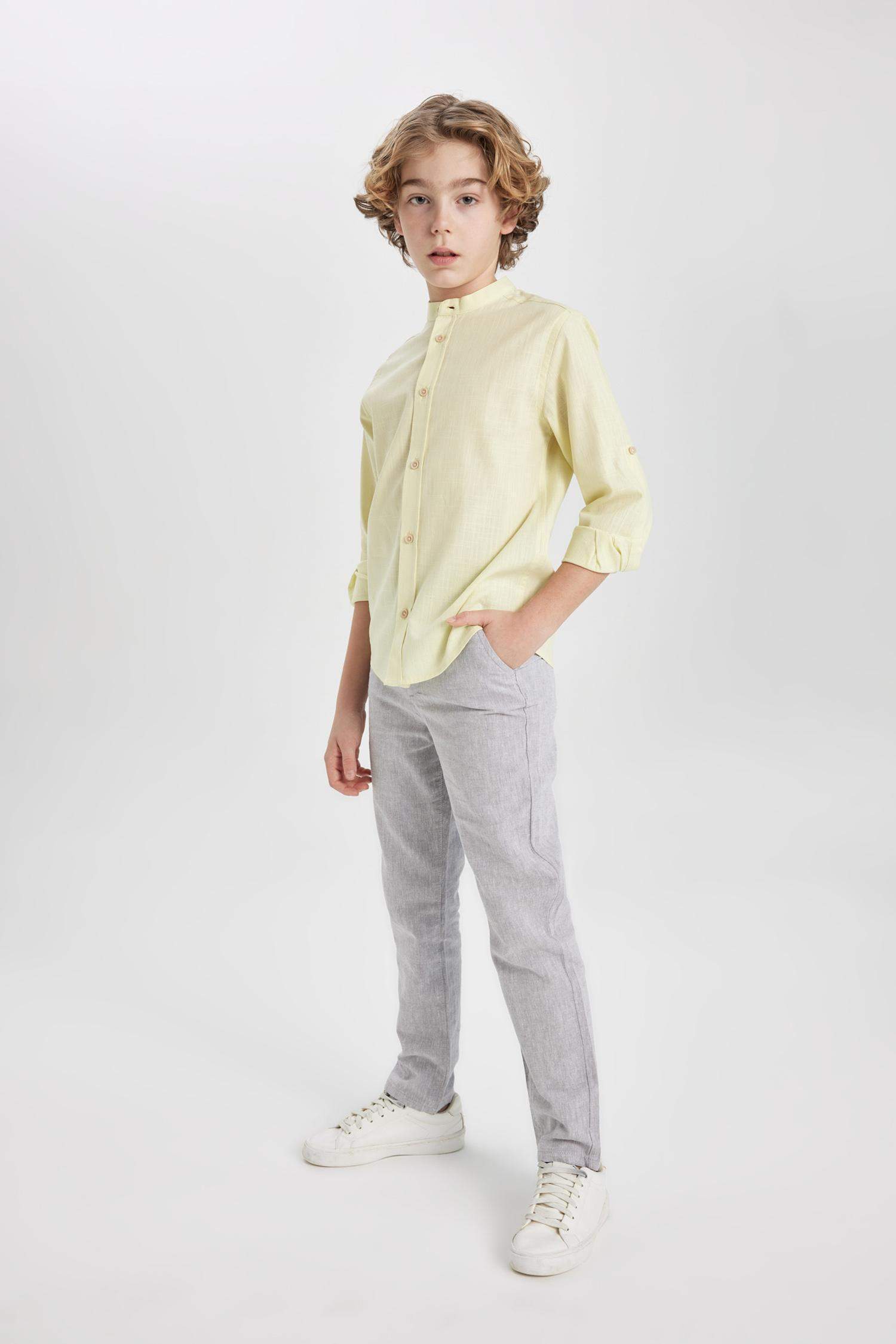 Boy Regular Fit Standard Leg Linen Look Trousers
