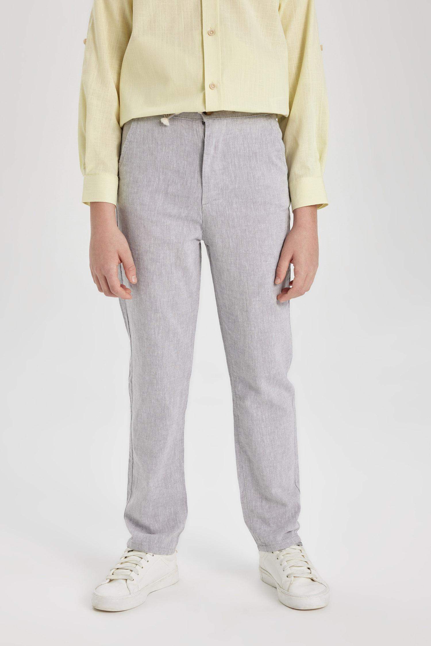 Boy Regular Fit Standard Leg Linen Look Trousers
