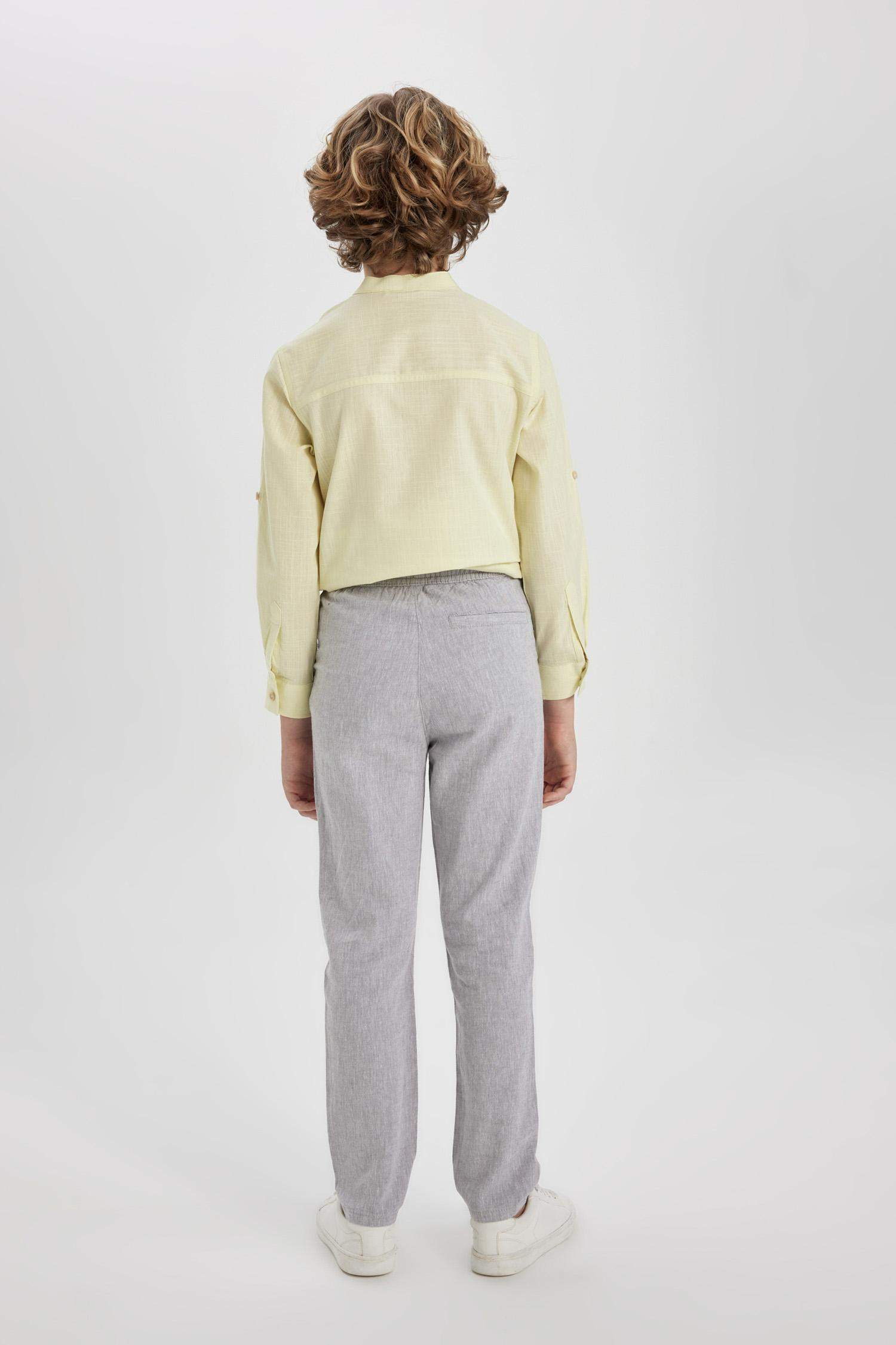 Boy Regular Fit Standard Leg Linen Look Trousers