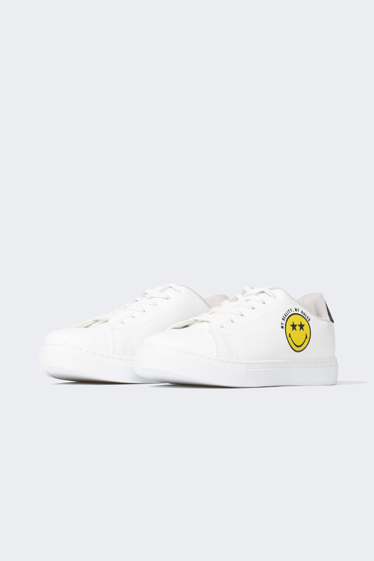 Kadın SmileyWorld Düz Taban Suni Deri Bağcıklı Sneaker