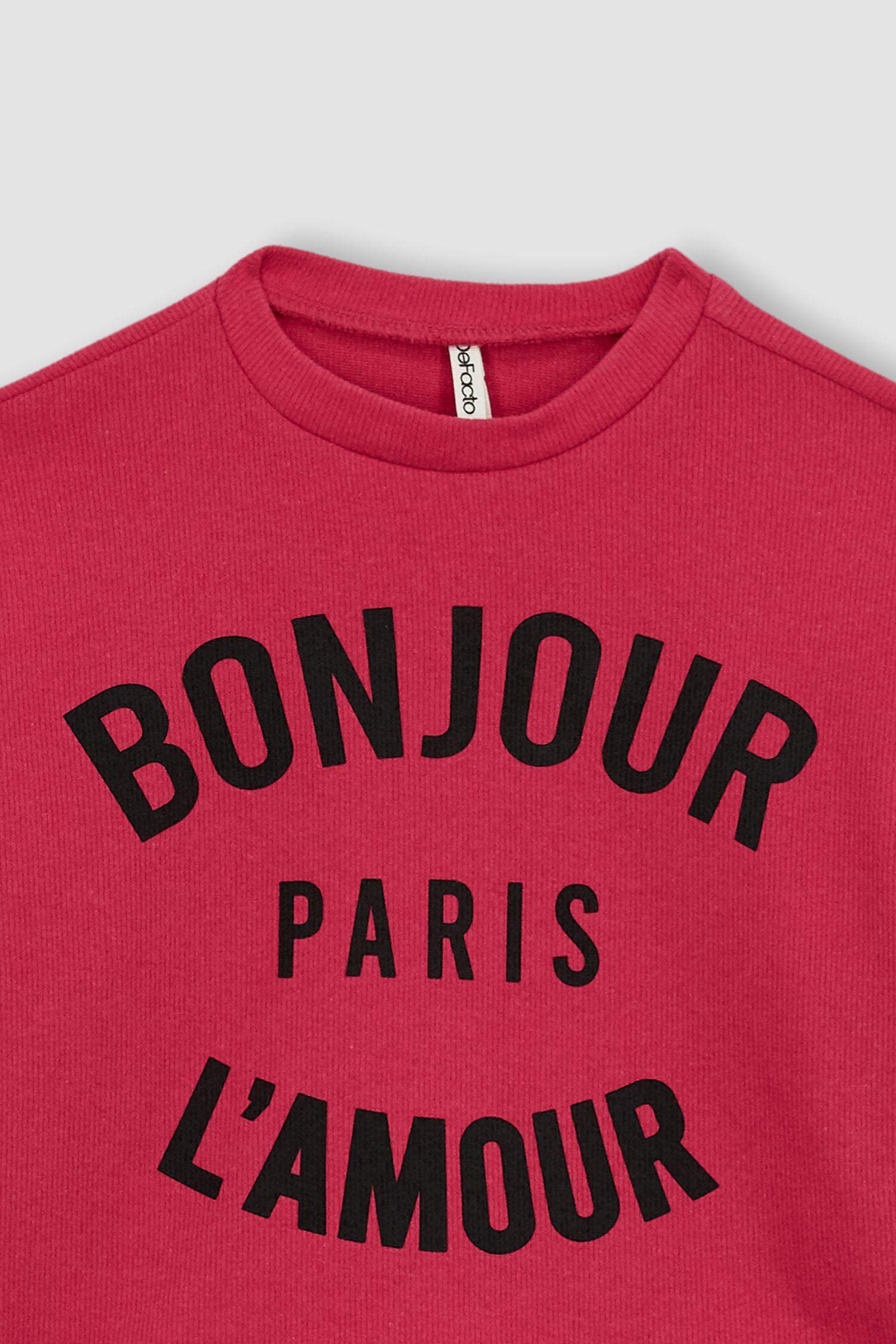 سويت شيرت من قماش ثيسالونيكي بقصة قصيرة ياقة مستديرة