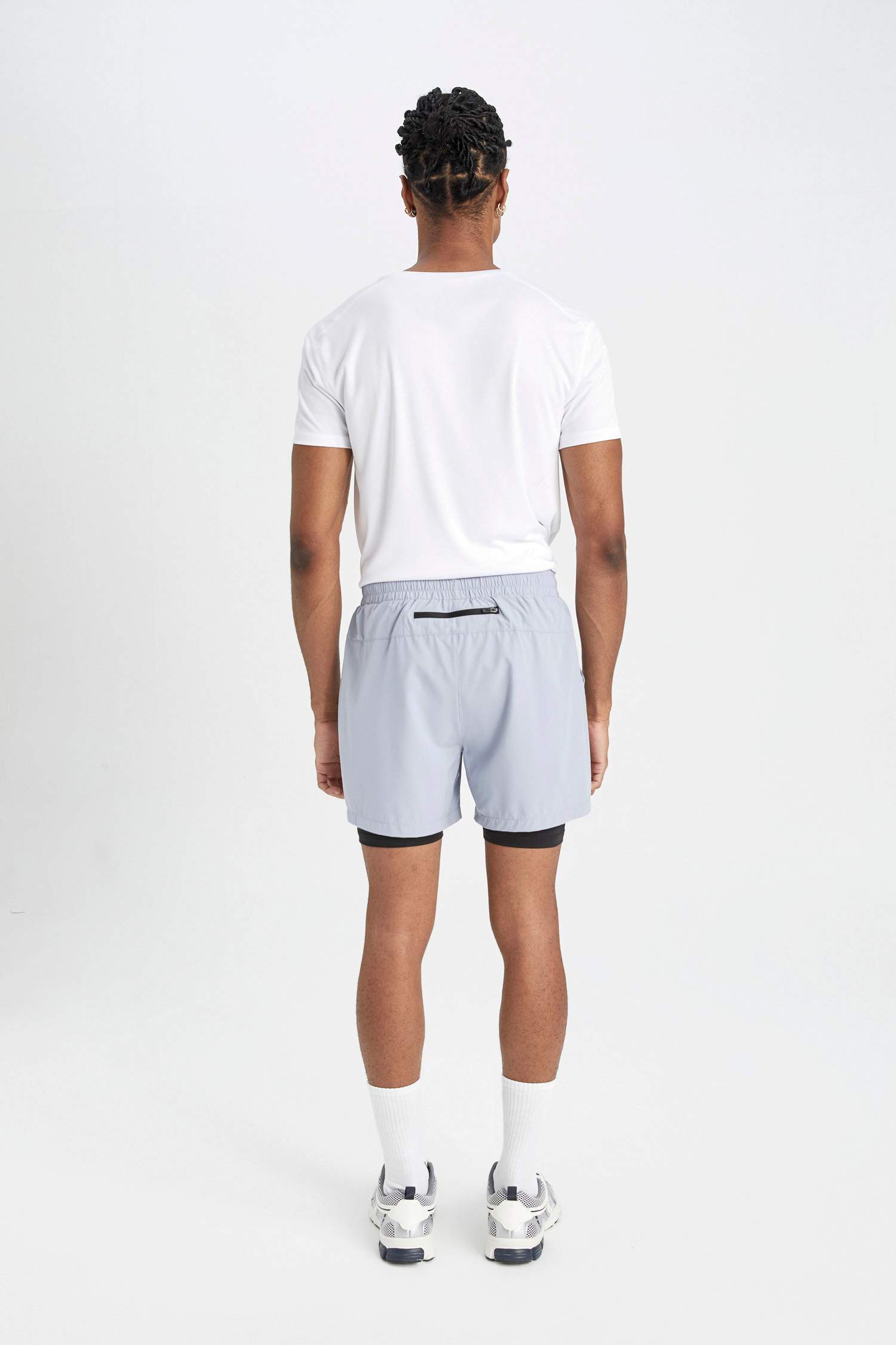 DeFactoFit Slim Fit Dar Kesim Fermuarlı Telefon Cepli Sporcu Taytlı Şort