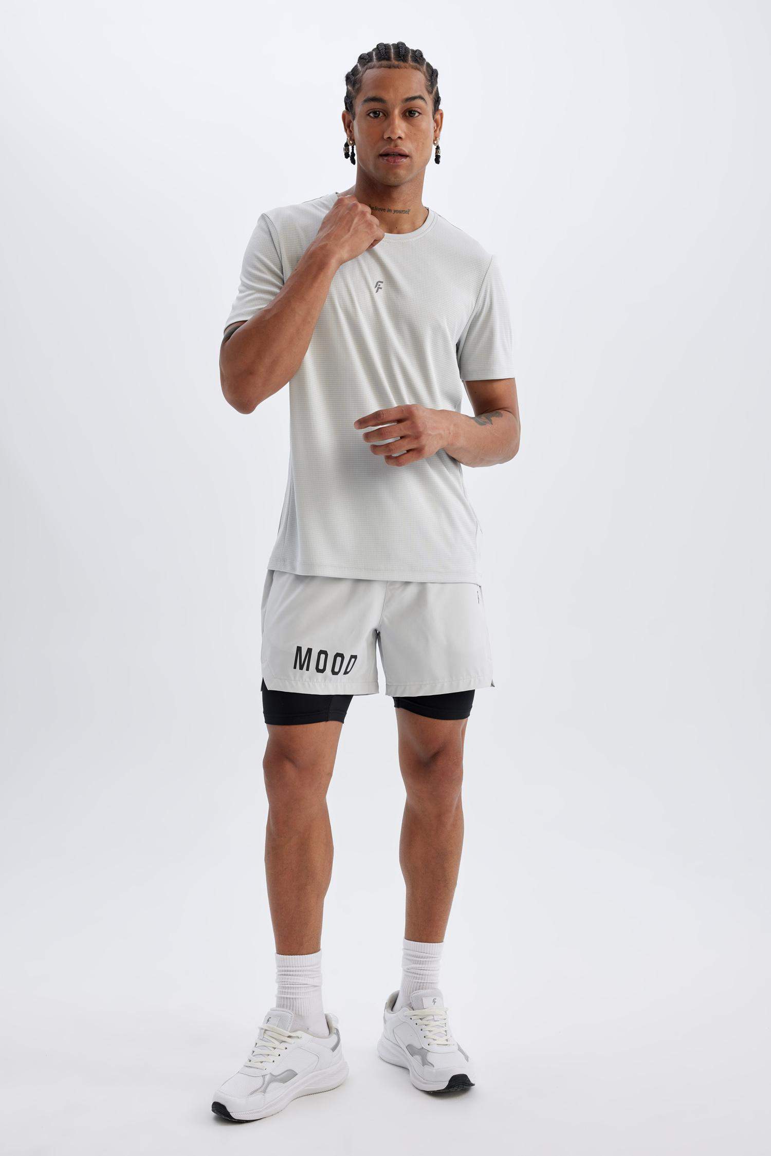 DeFactoFit Slim Fit Dar Kesim Fermuarlı Telefon Cepli Sporcu Taytlı Şort