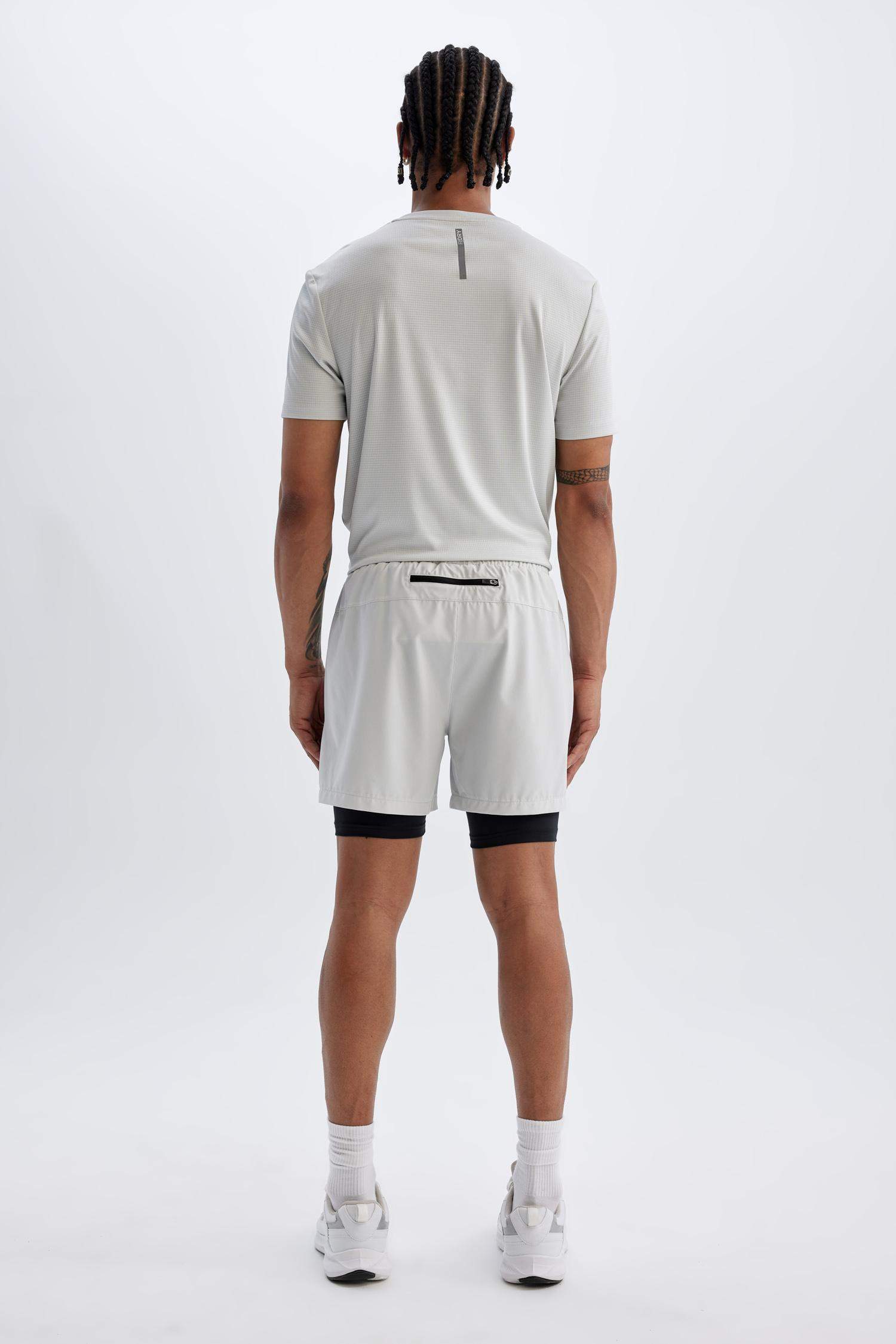 DeFactoFit Slim Fit Dar Kesim Fermuarlı Telefon Cepli Sporcu Taytlı Şort