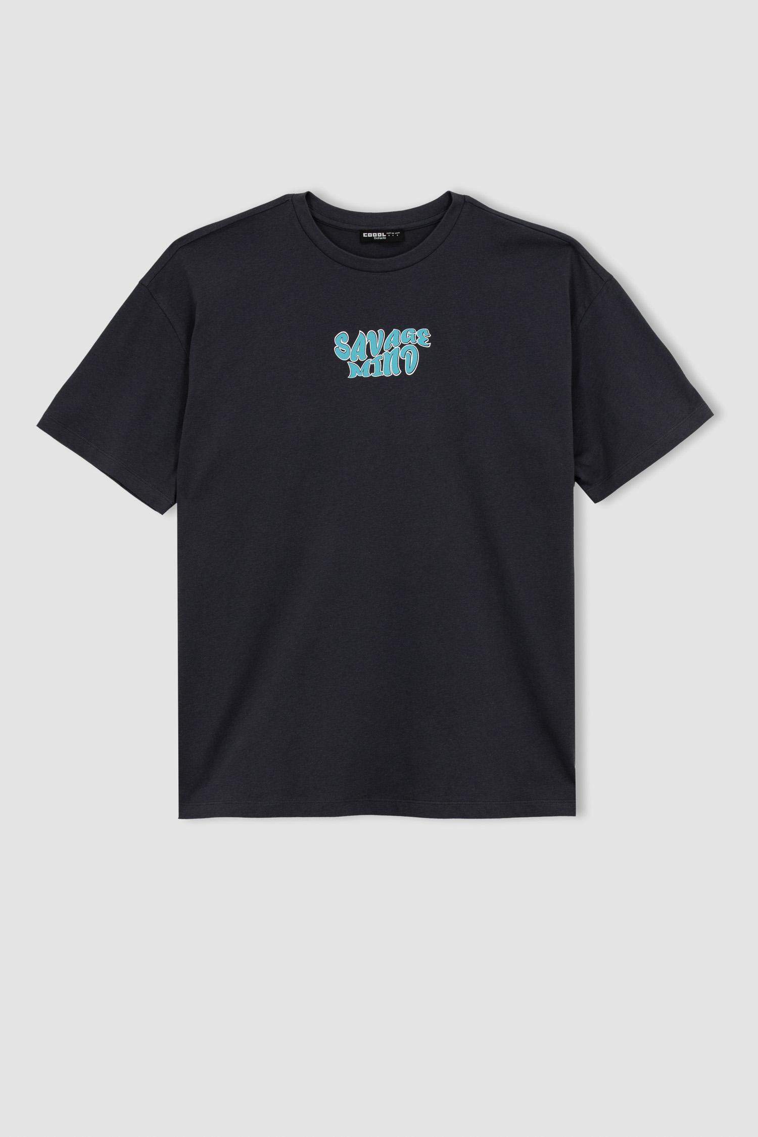 Coool Oversize Fit Bisiklet Yaka Sırt Baskılı Kısa Kollu %100 Pamuk Tişört