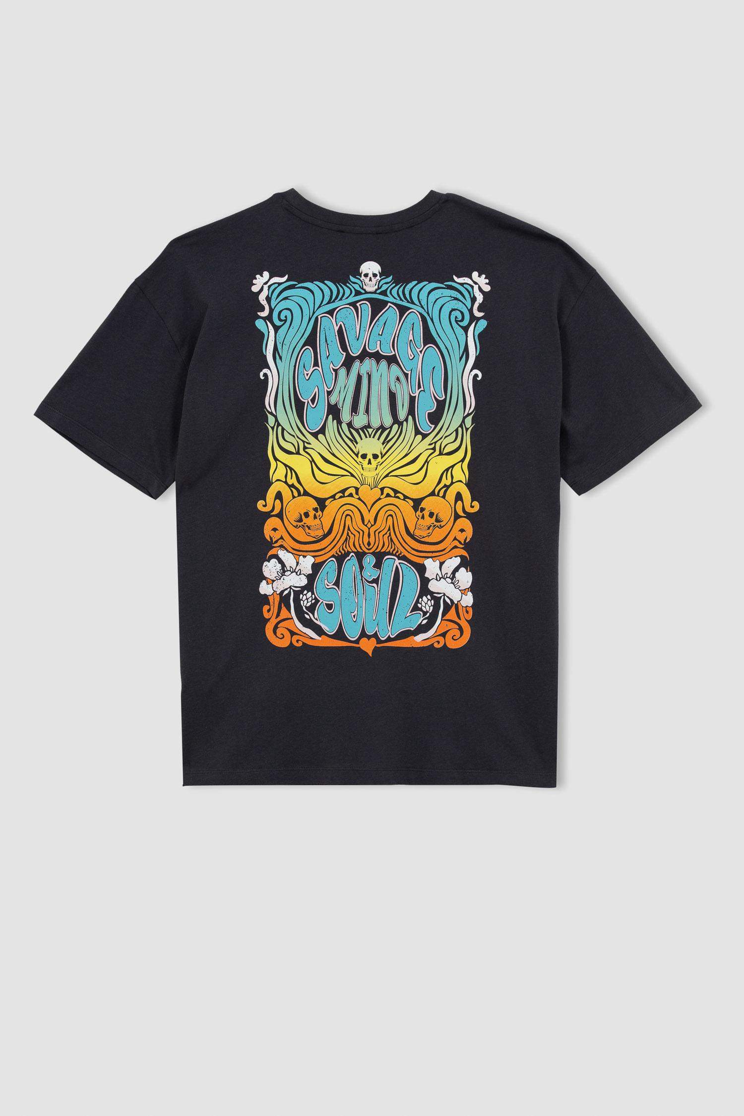 Coool Oversize Fit Bisiklet Yaka Sırt Baskılı Kısa Kollu %100 Pamuk Tişört