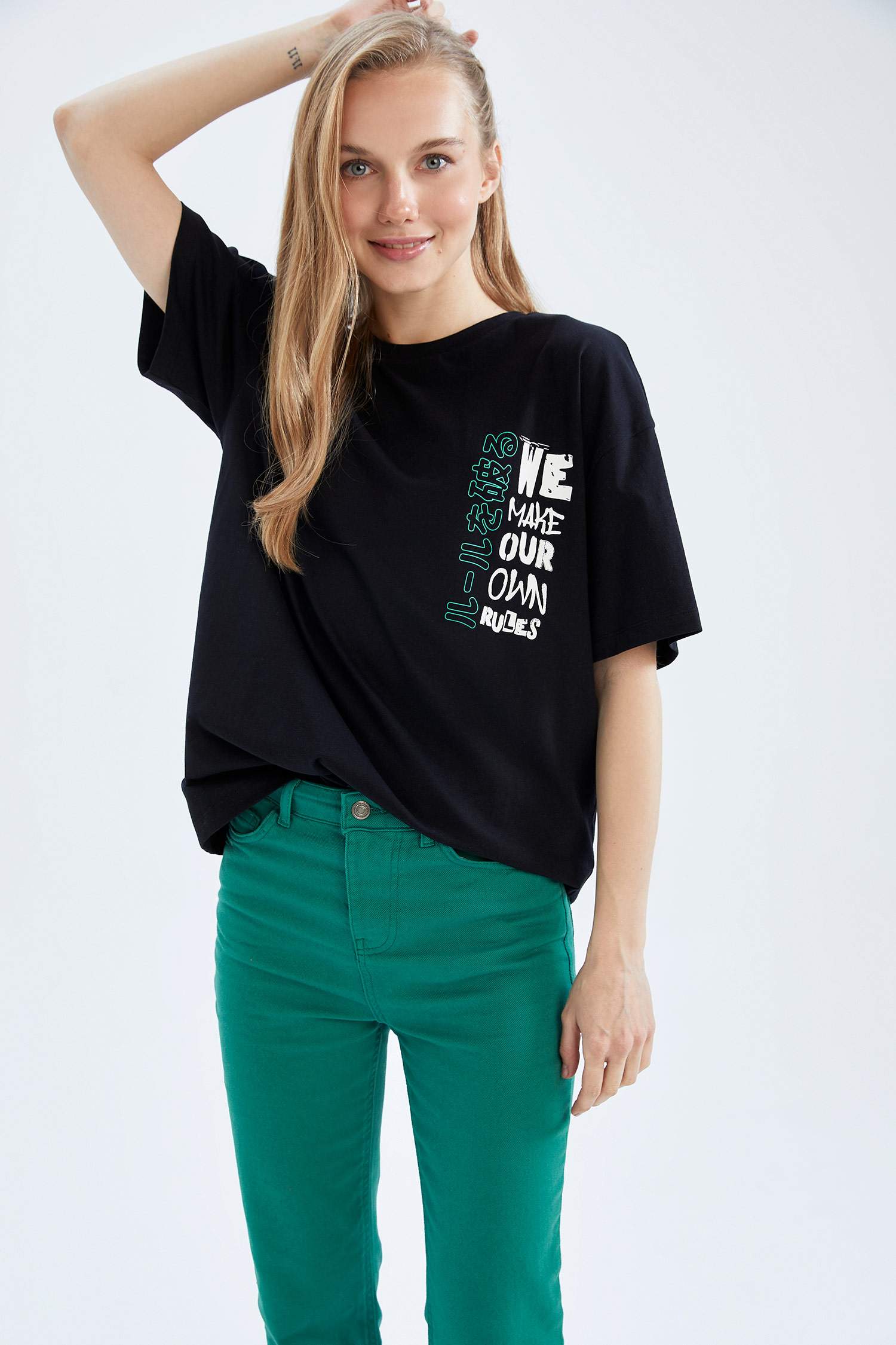 Coool Oversize Fit Printed Short Sleeve T-Shirt