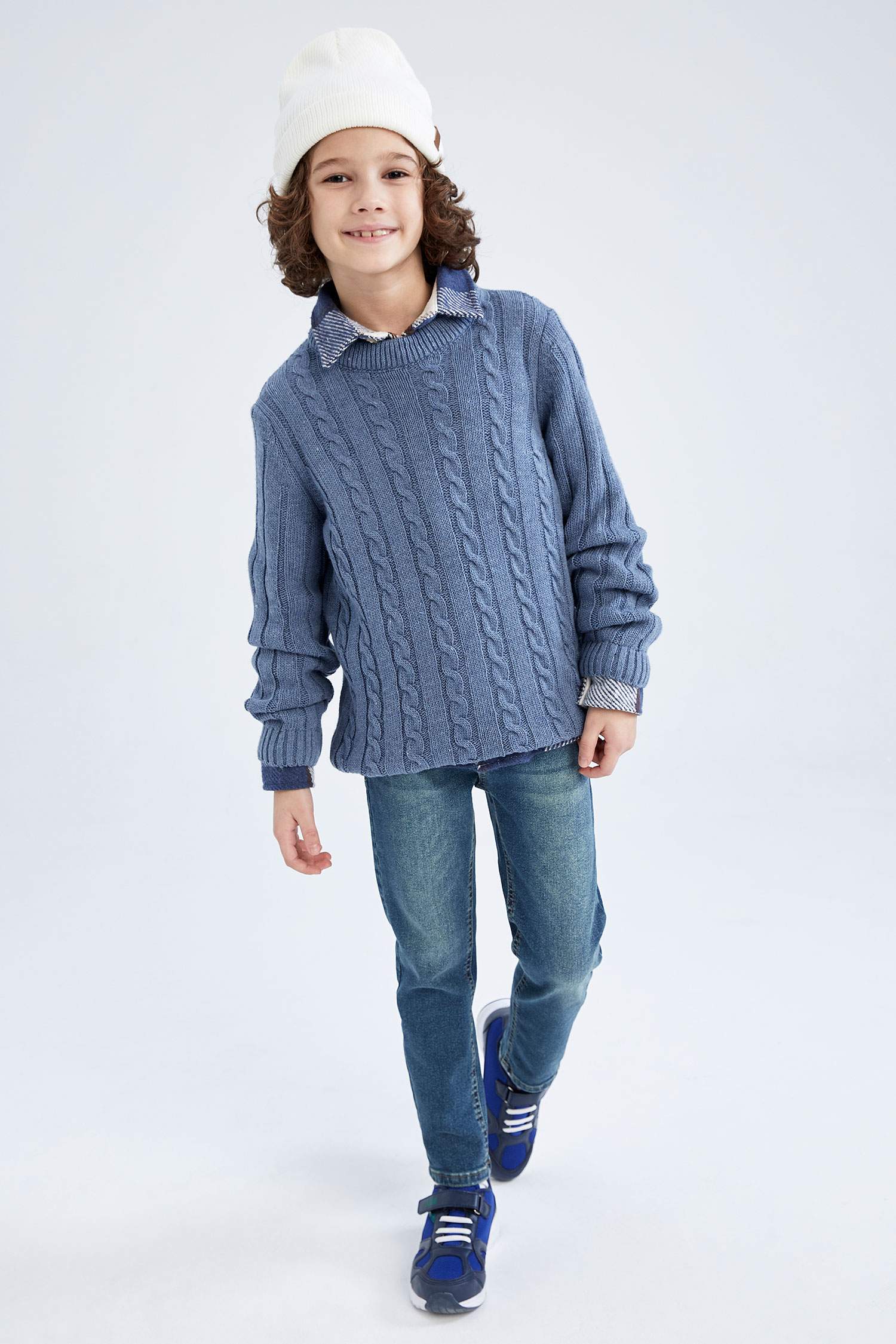 Пуловер стандартного кроя с круглым вырезом Акрил для мальчиков