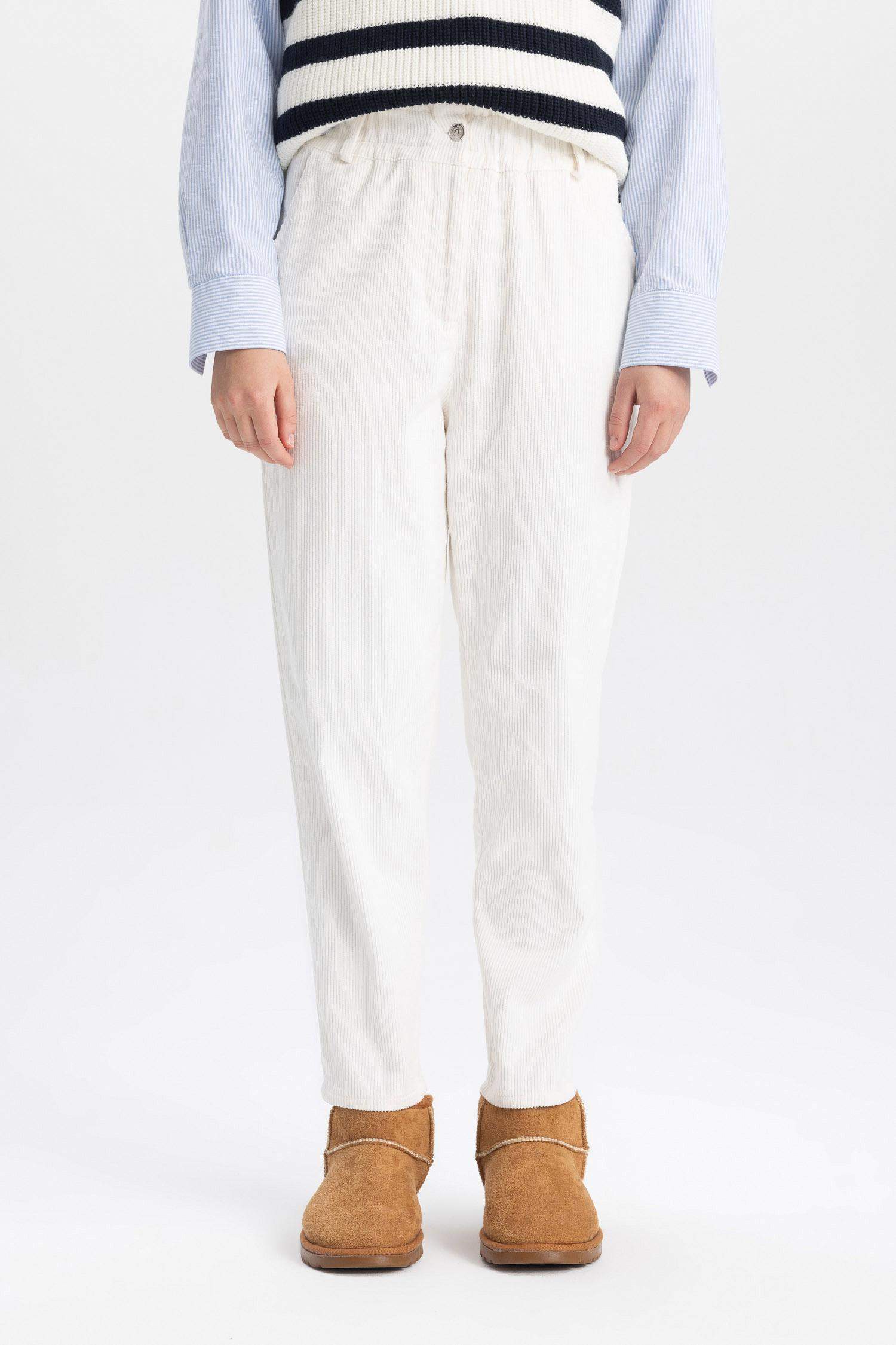 Брюки папербаг из бархата