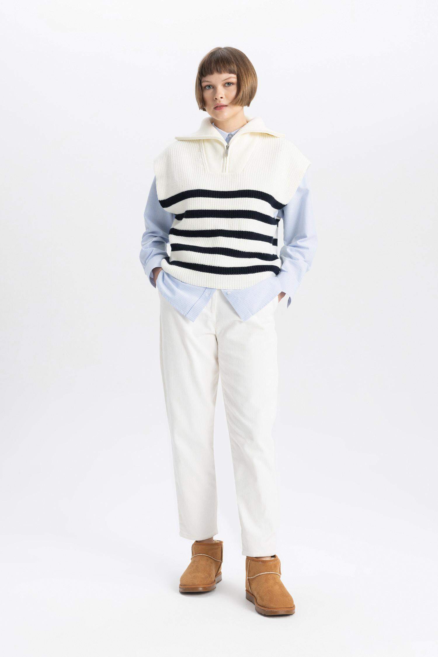 Брюки папербаг из бархата