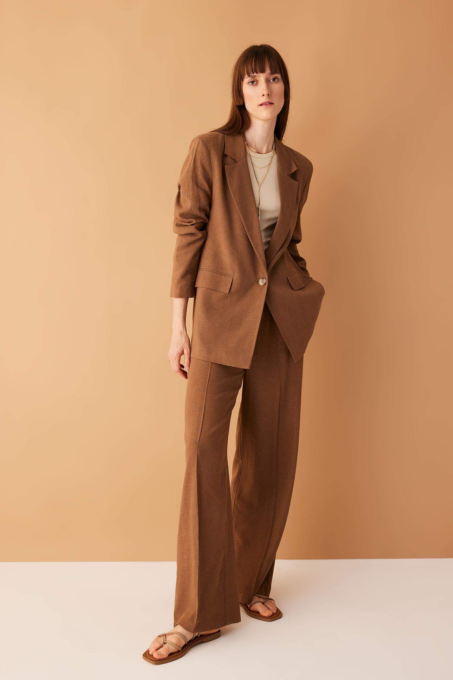 Oversize Fit Linen Blend Blazer