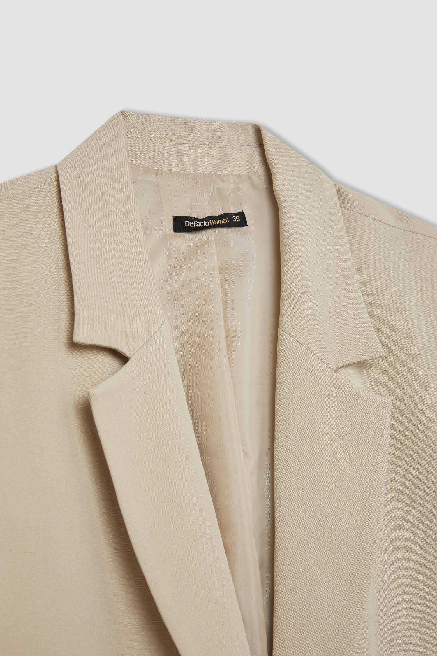 Oversize Fit Linen Blend Blazer Jacket