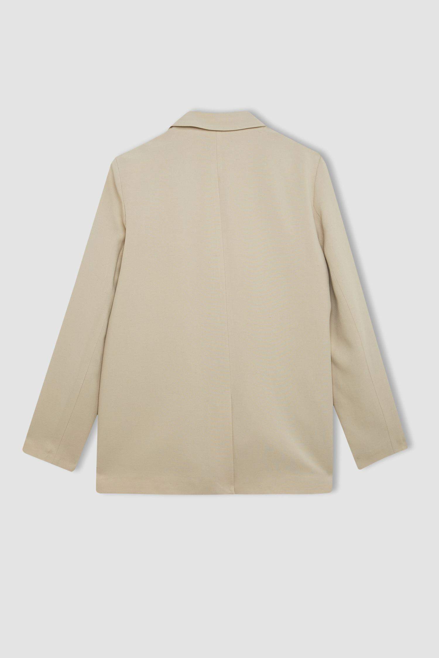 Oversize Fit Linen Blend Blazer Jacket