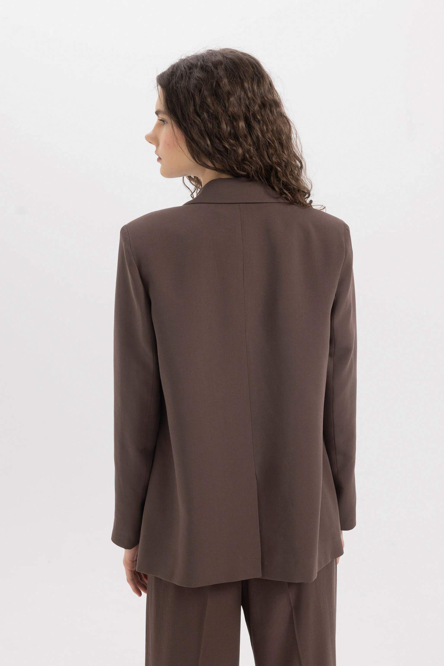 Oversize Fit Linen Blend Blazer Jacket