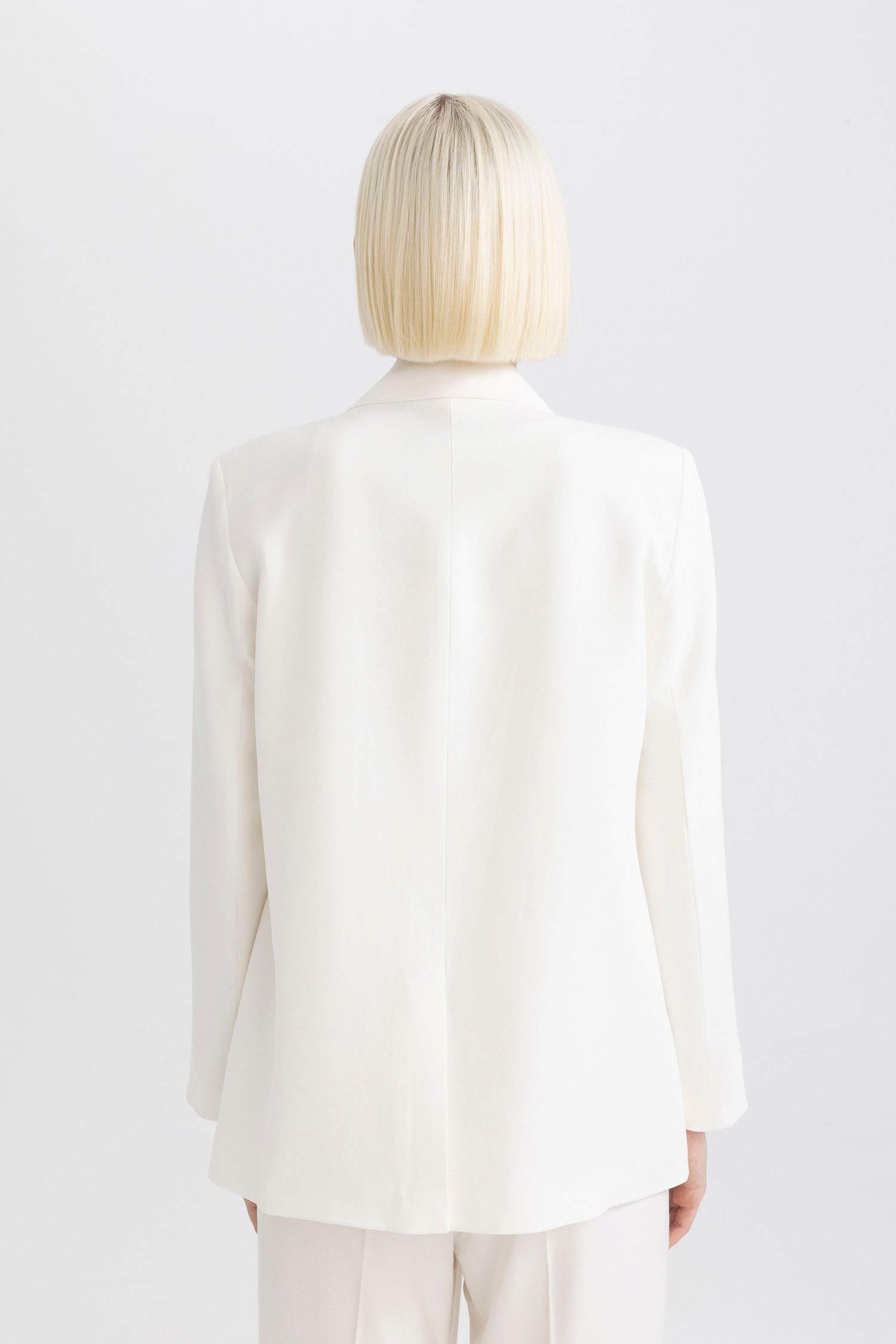 Oversize Geniş Kalıp Keten Karışımlı Blazer Ceket