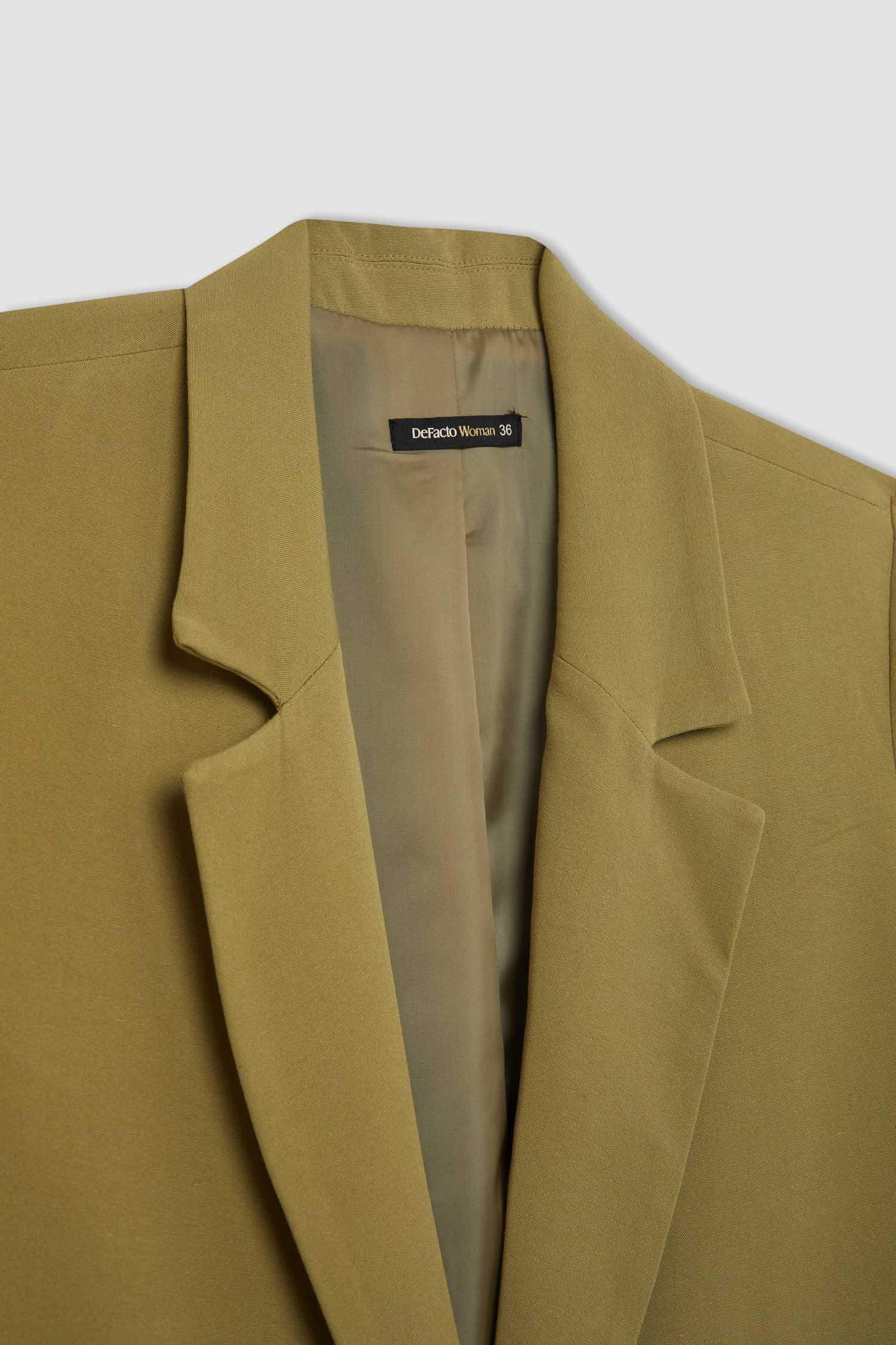 Oversize Fit Linen Blend Blazer Jacket