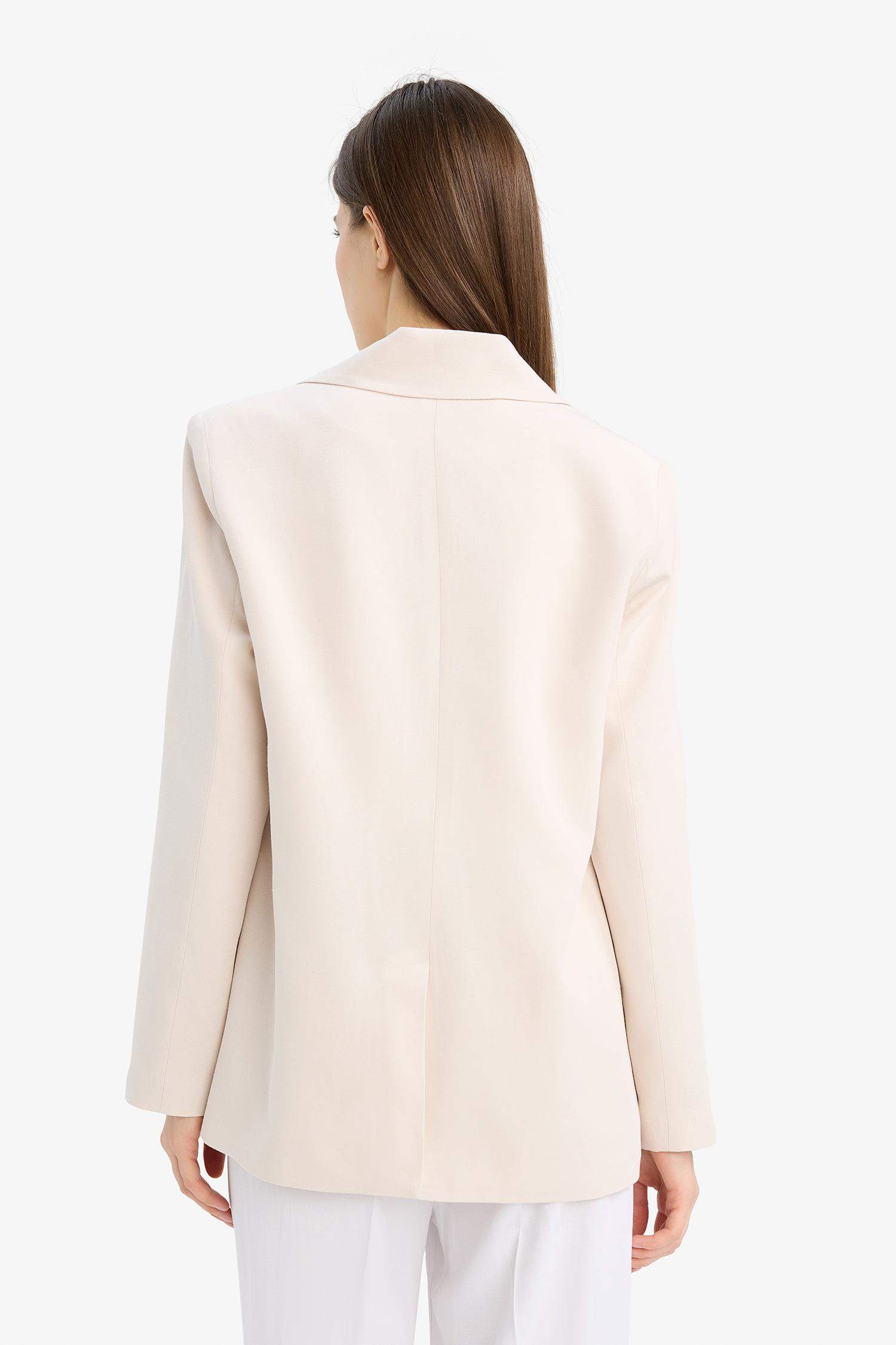 Beige WOMAN Oversize Fit Linen Blend Blazer Jacket 3109917