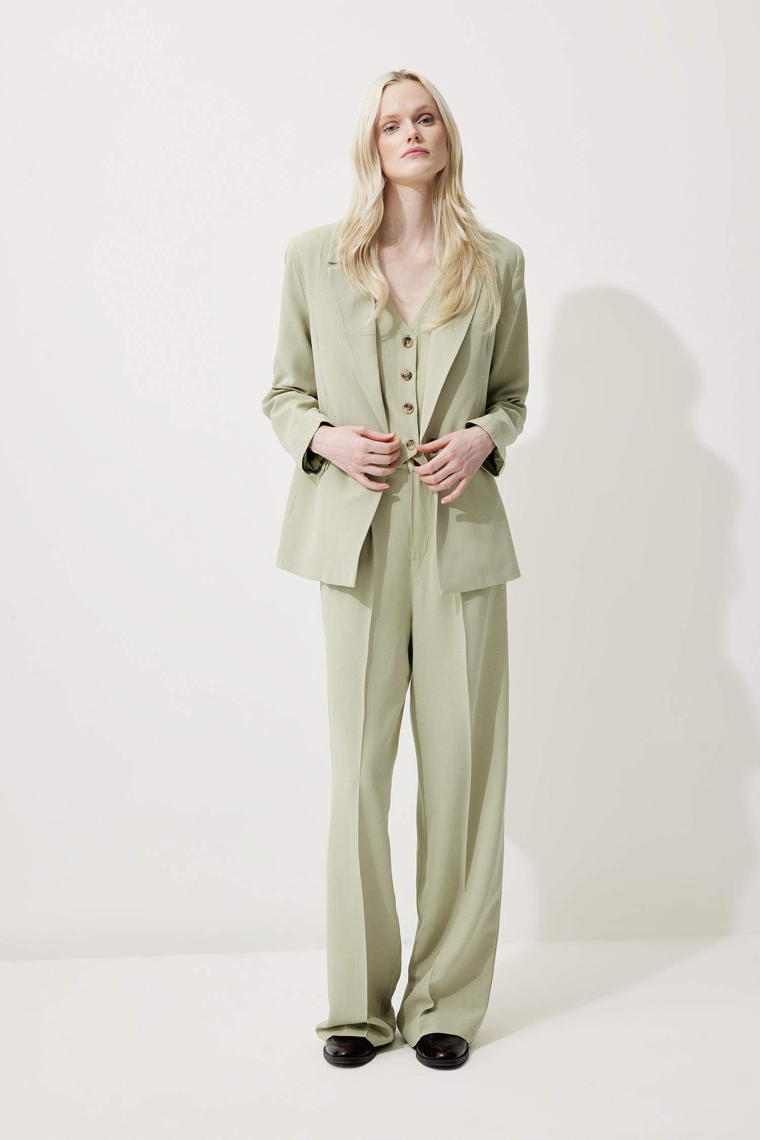 Oversize Geniş Kalıp Keten Karışımlı Blazer Ceket