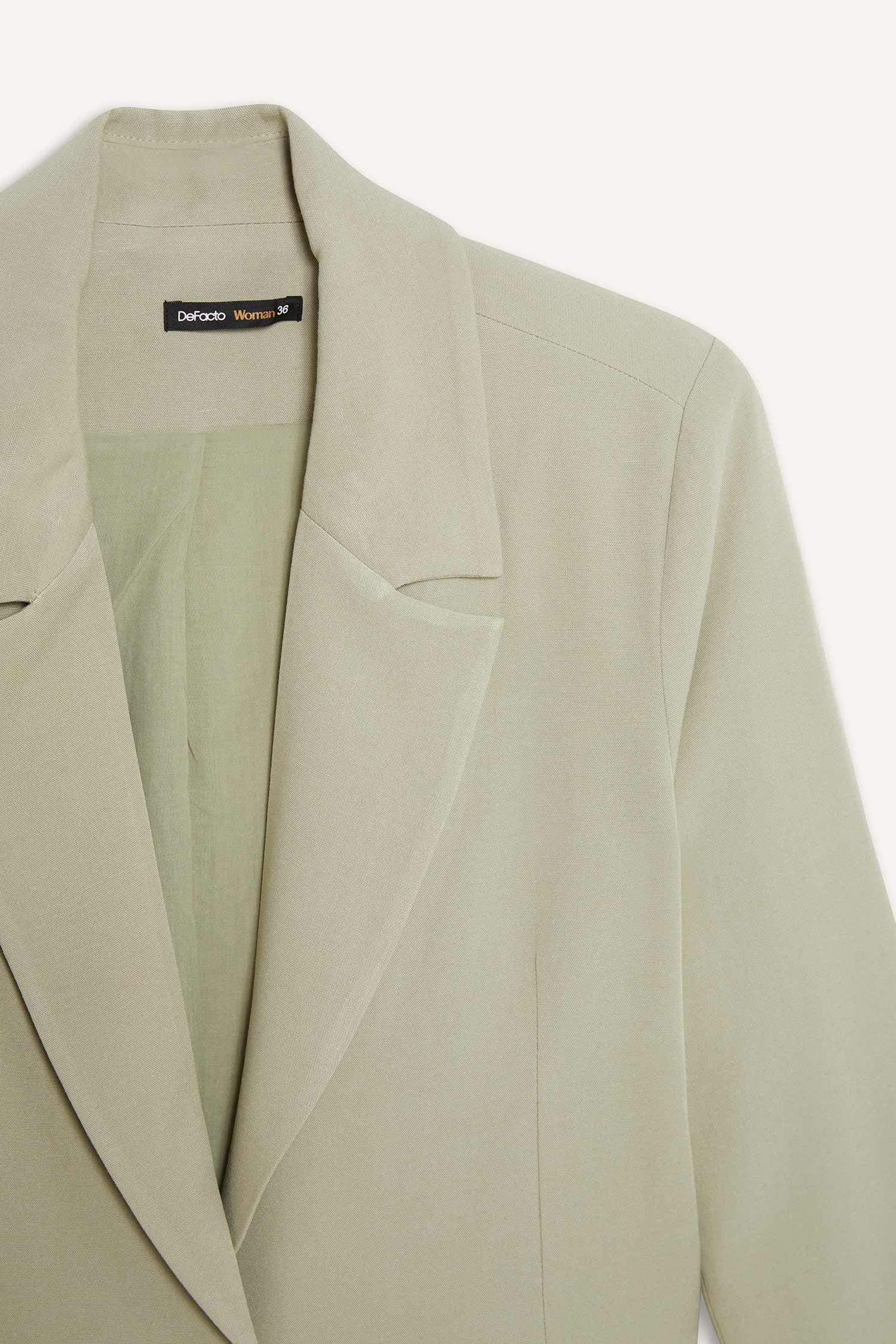 Oversize Geniş Kalıp Keten Karışımlı Blazer Ceket