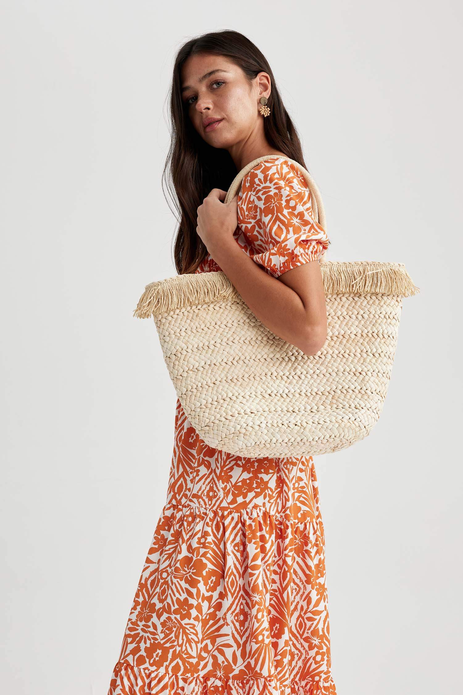 Kadın Hasır Plaj Çantası