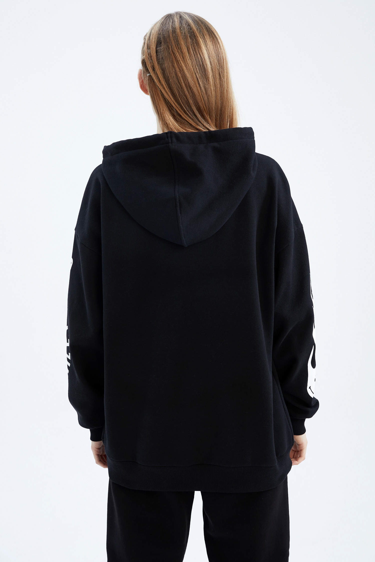 Women's sweatshirt DCH family, oversized hoodies model: Jay, fabric:  Futer 3x thread loop, color: black