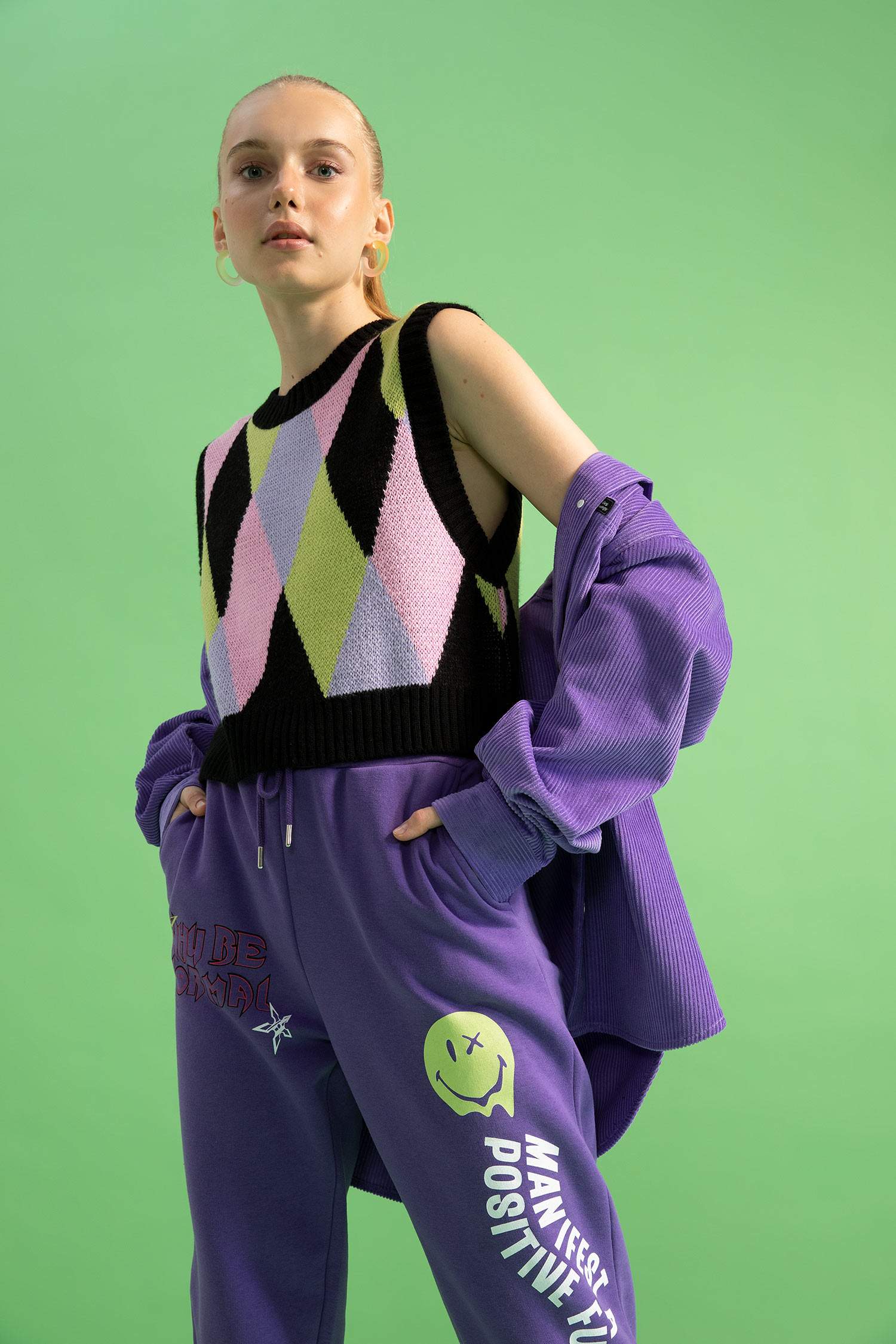 Coool слим пішімі дөңгелек жаға трикотаж Жилет