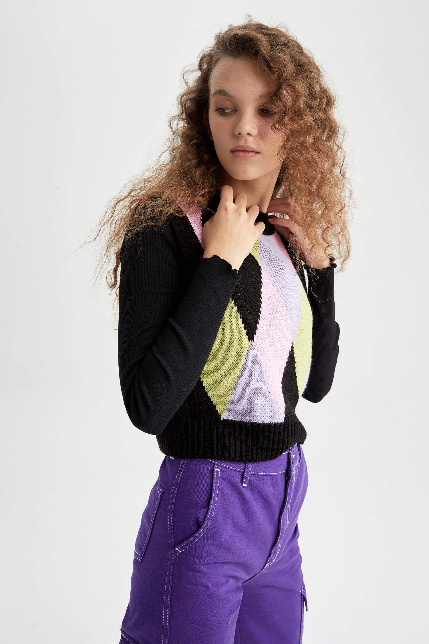 Coool слим пішімі дөңгелек жаға трикотаж Жилет