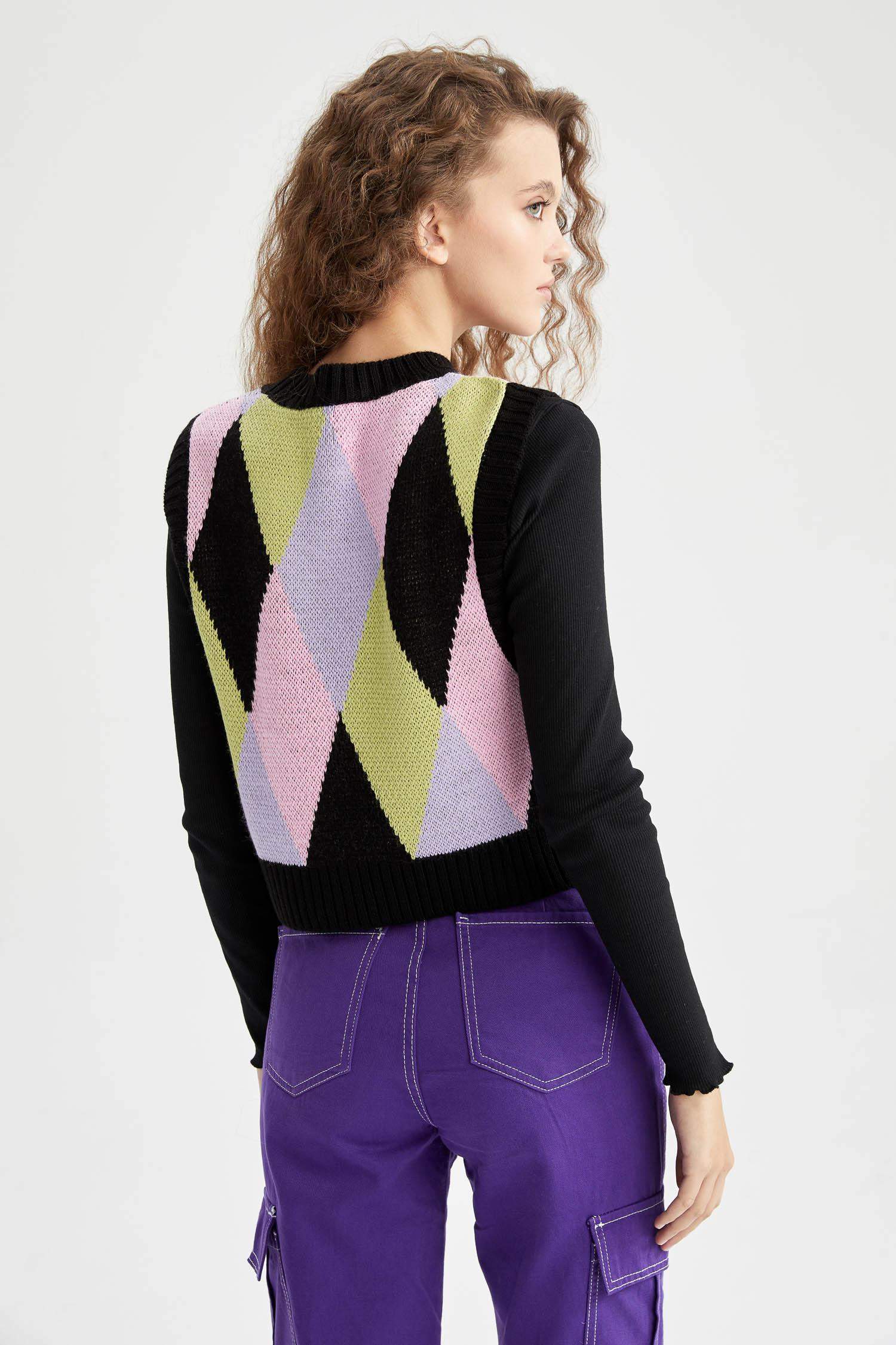 Coool слим пішімі дөңгелек жаға трикотаж Жилет