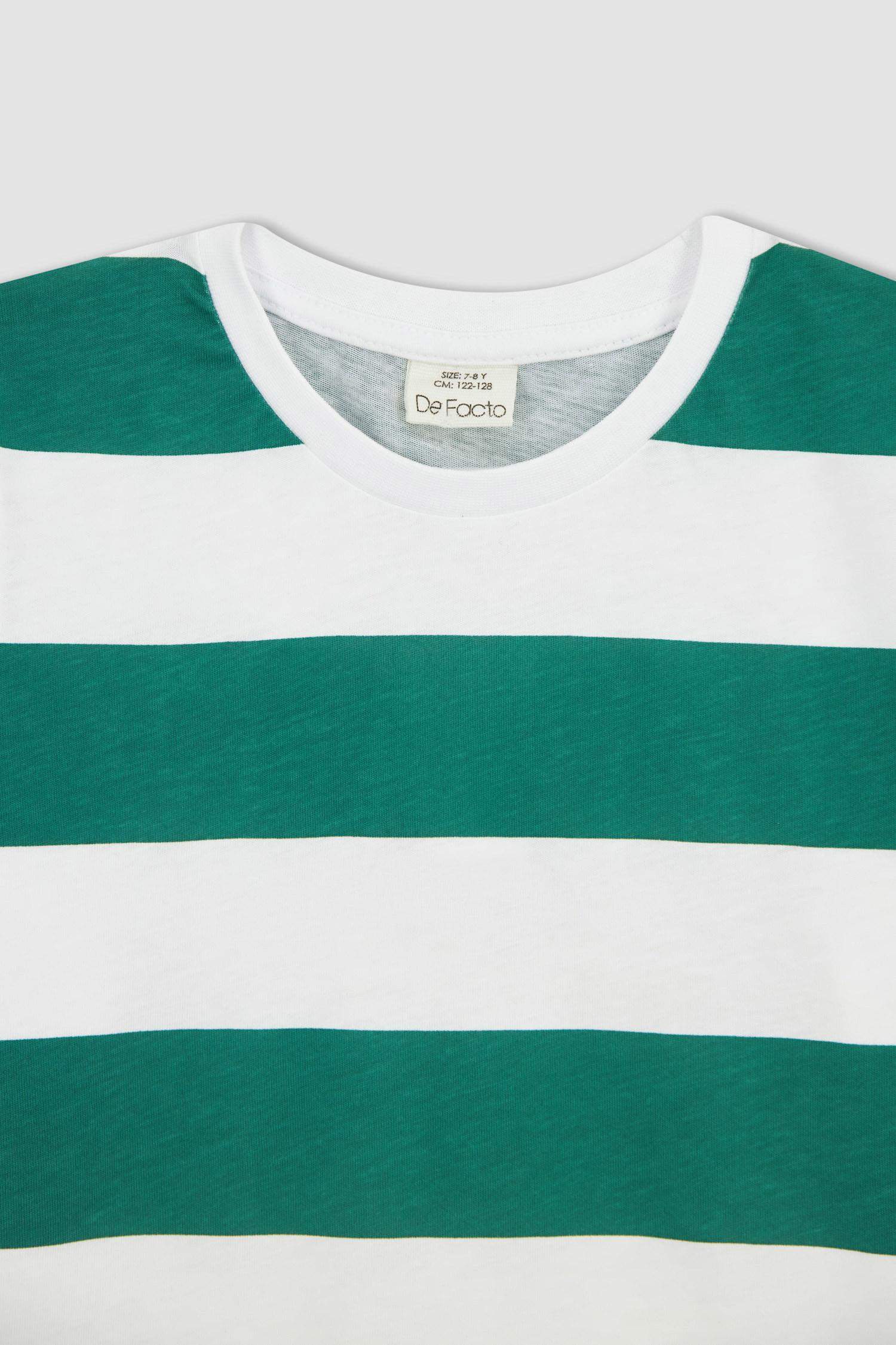 Ұлдарға дөңгелек жаға жолақ қысқа жеңді Қысқа жеңді футболка