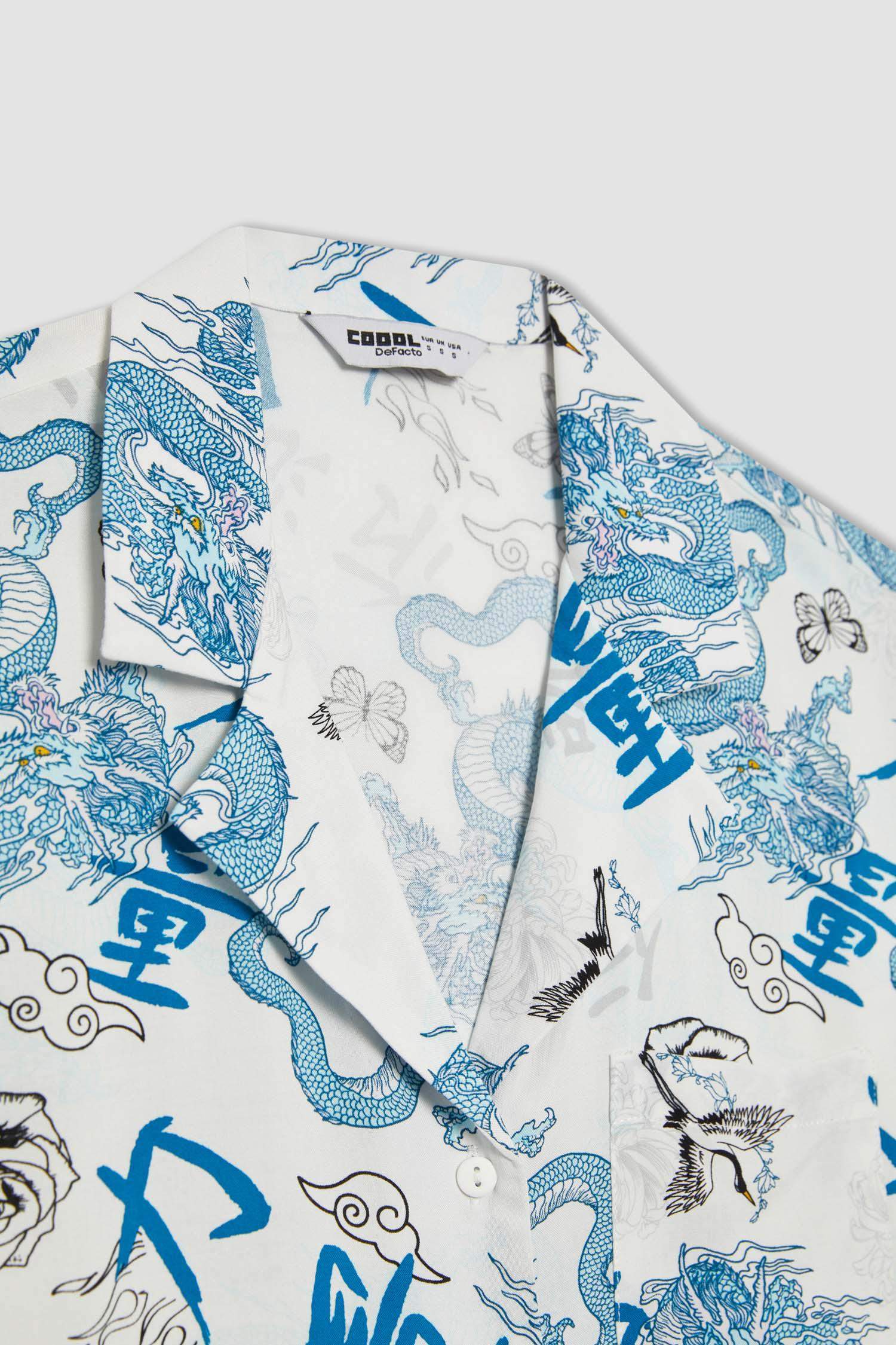 قميص نص كم قصة عادية برقبة بيجاما