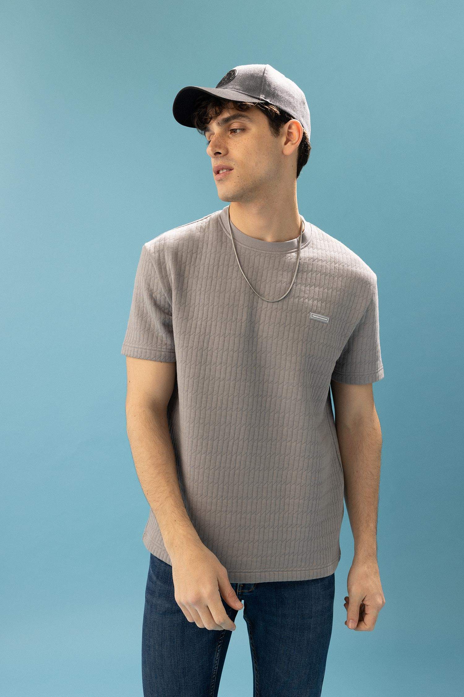 дөңгелек жаға сырмалы Қысқа жеңді футболка