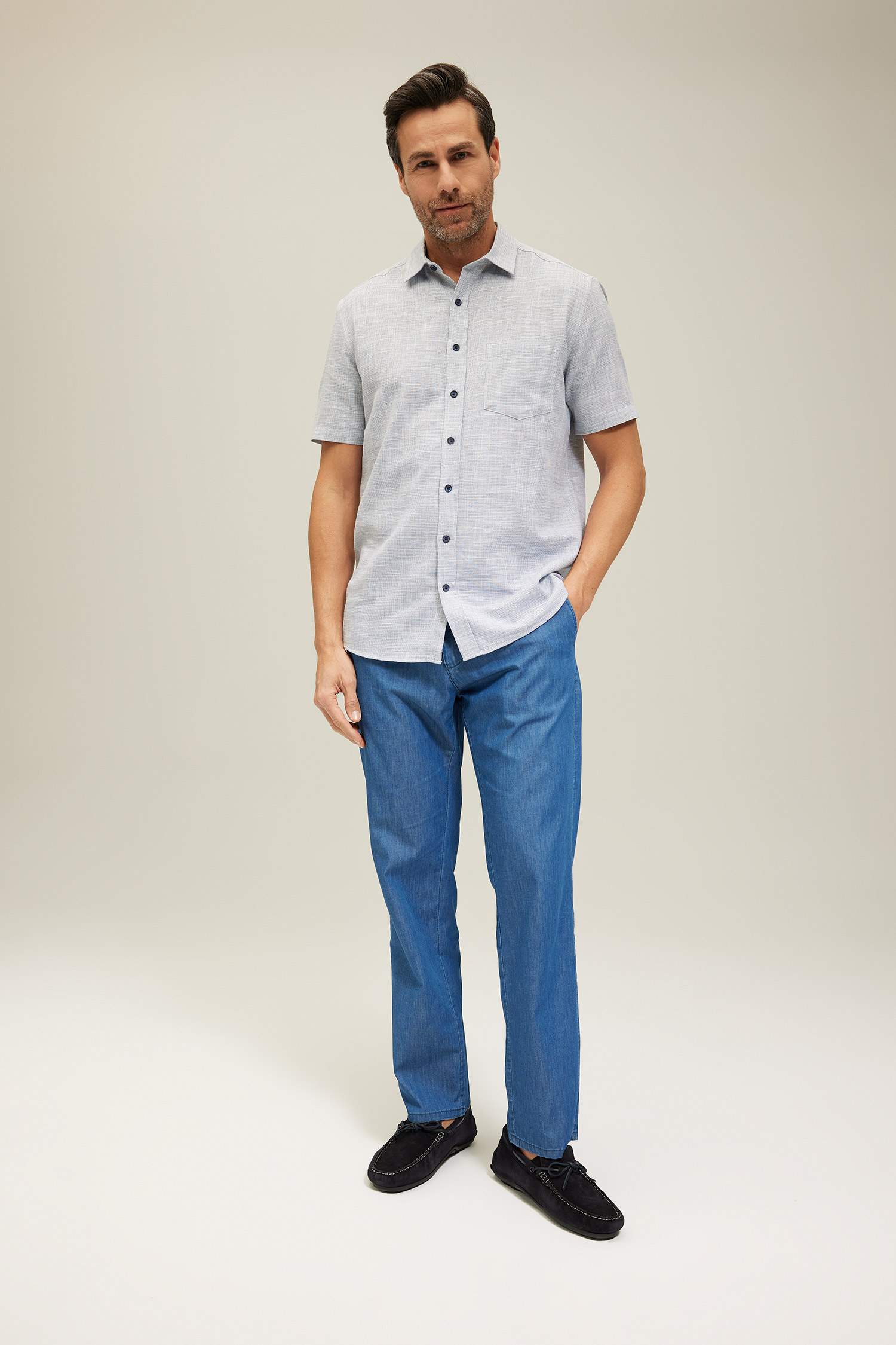 Chemise à manches courtes en coton à Coupe Régulière