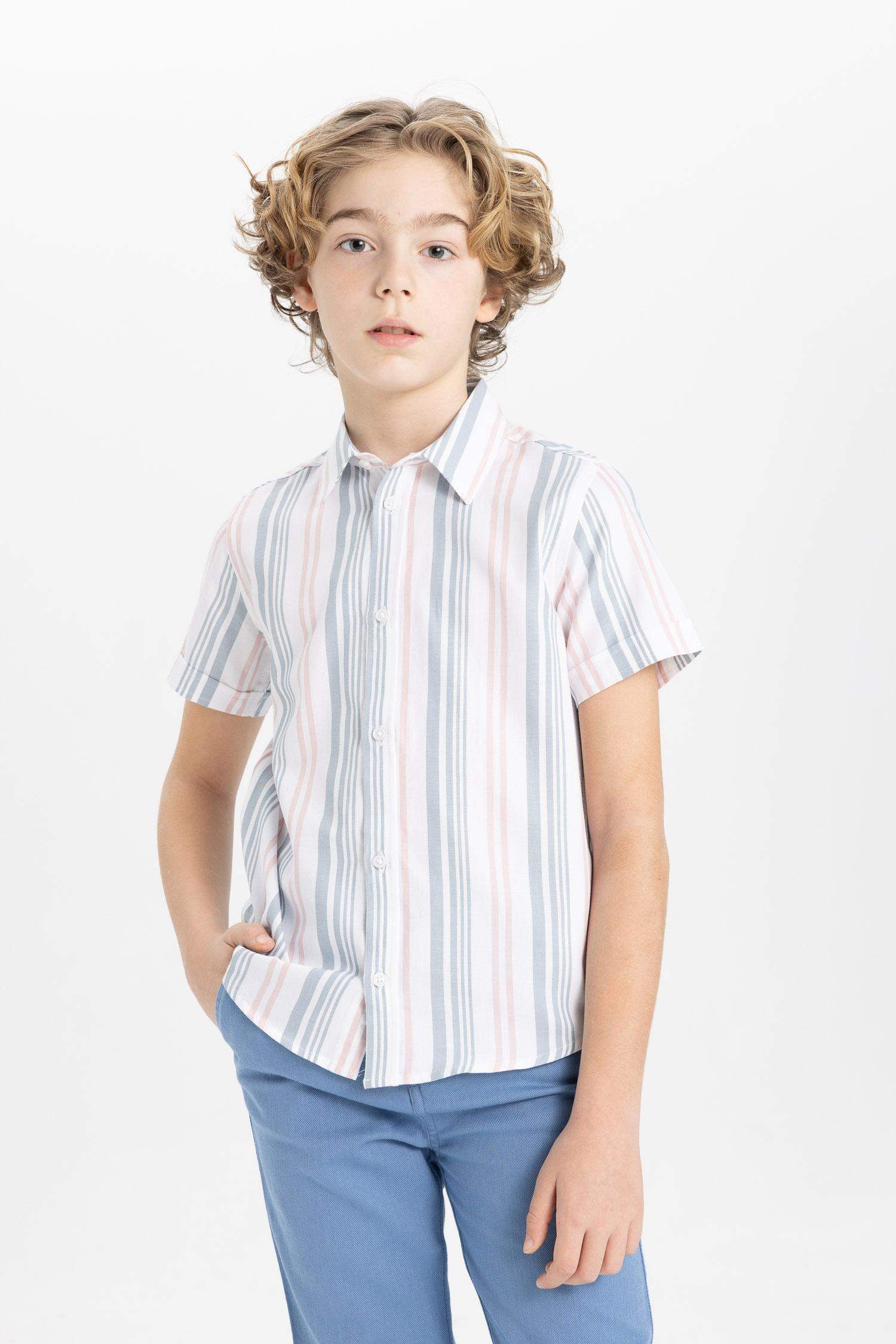 Erkek Çocuk Polo Yaka Twill Kısa Kollu Gömlek