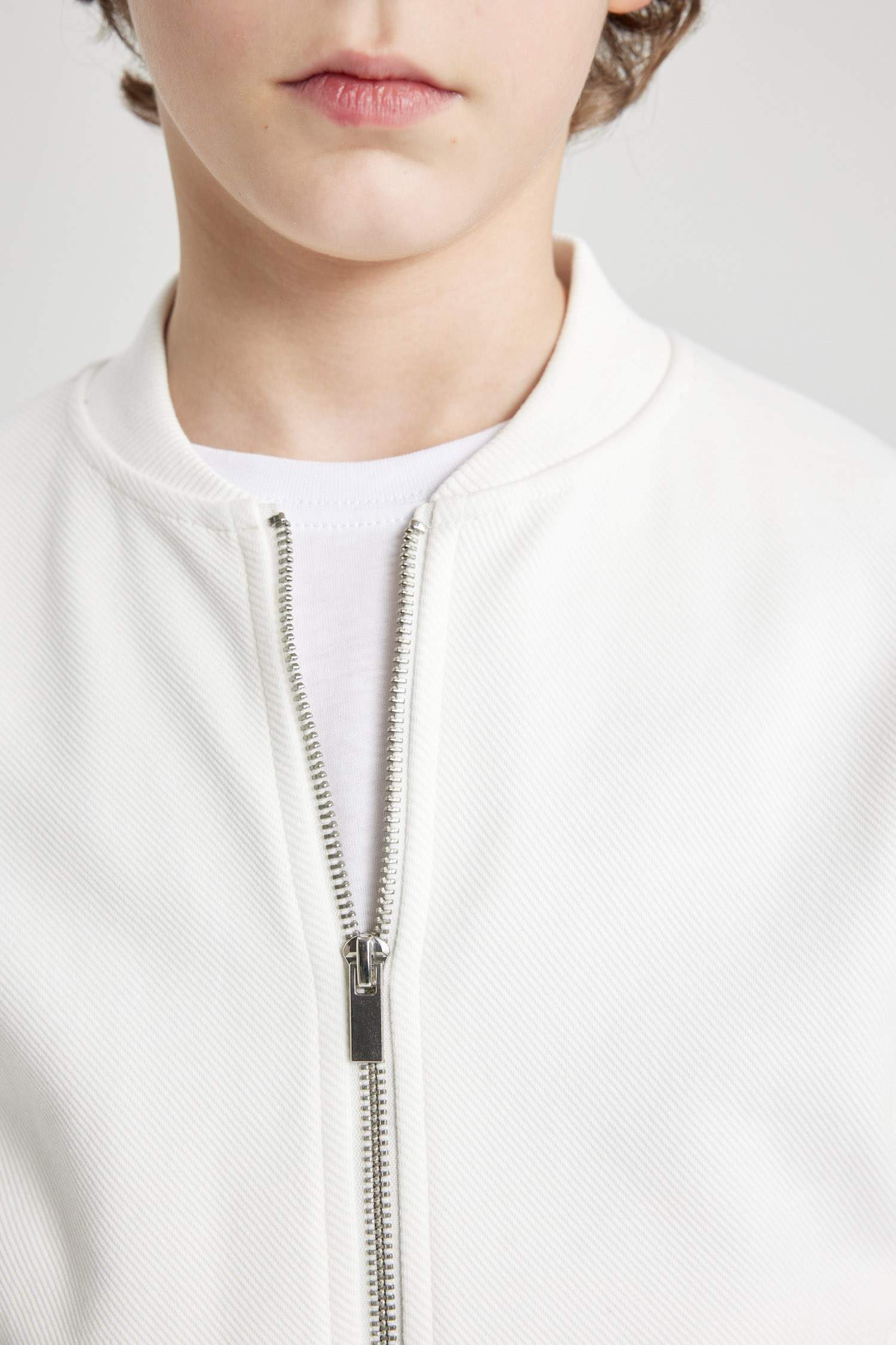 Erkek Çocuk Kolej Yaka Fermuarlı Cepli Mevsimlik Hafif Bomber Ceket