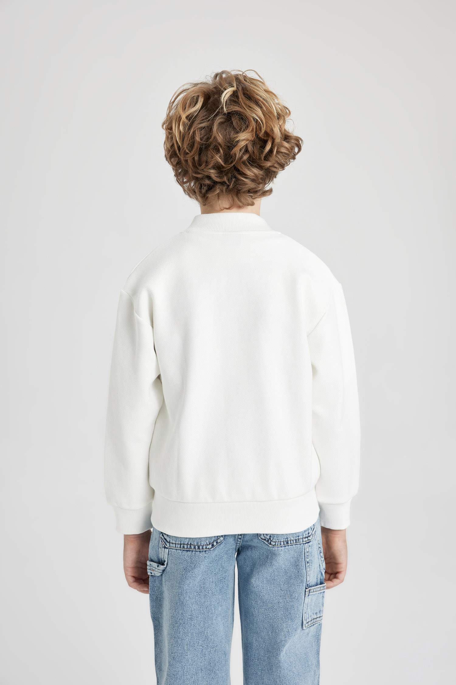 Erkek Çocuk Kolej Yaka Fermuarlı Cepli Mevsimlik Hafif Bomber Ceket