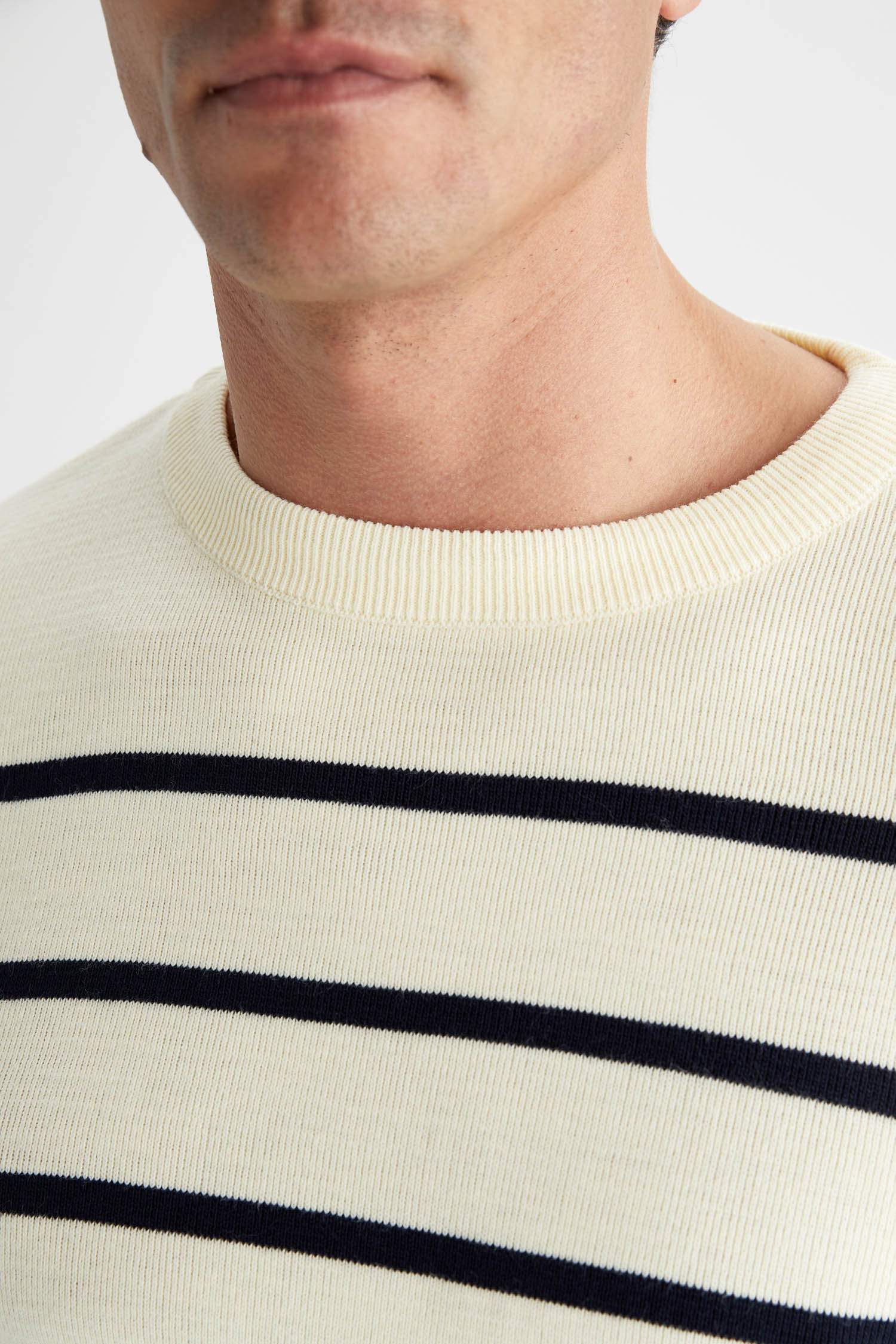 Свитер стандартного кроя в полоску с круглым вырезом