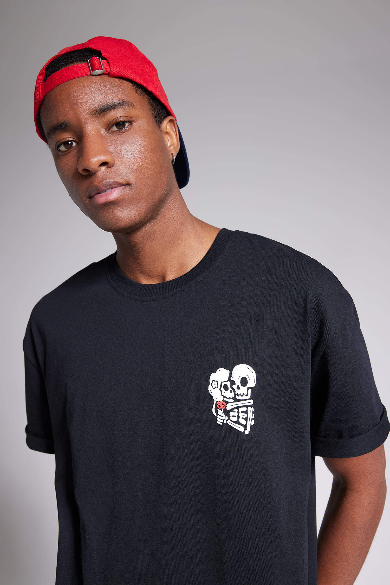 Black Men Oversize Fit Crew Neck Printed Cotton T Shirt 2786629 Defacto