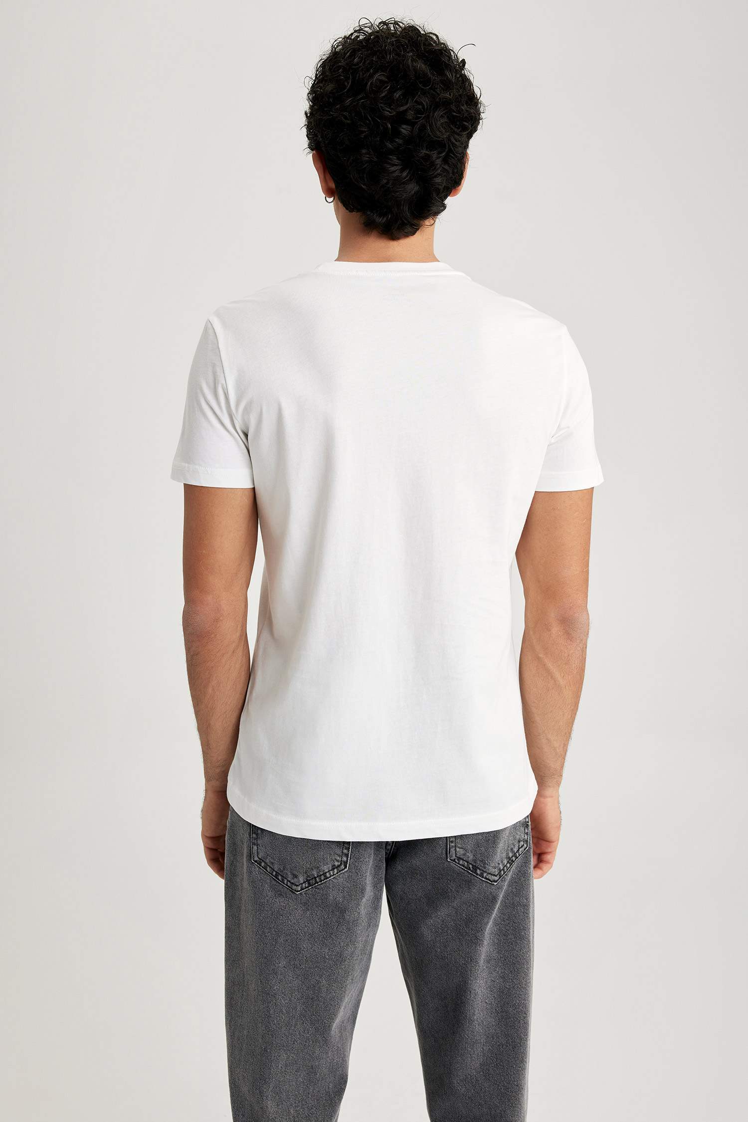 T-Shirt Slim imprimé en coton Col Ras Du Cou