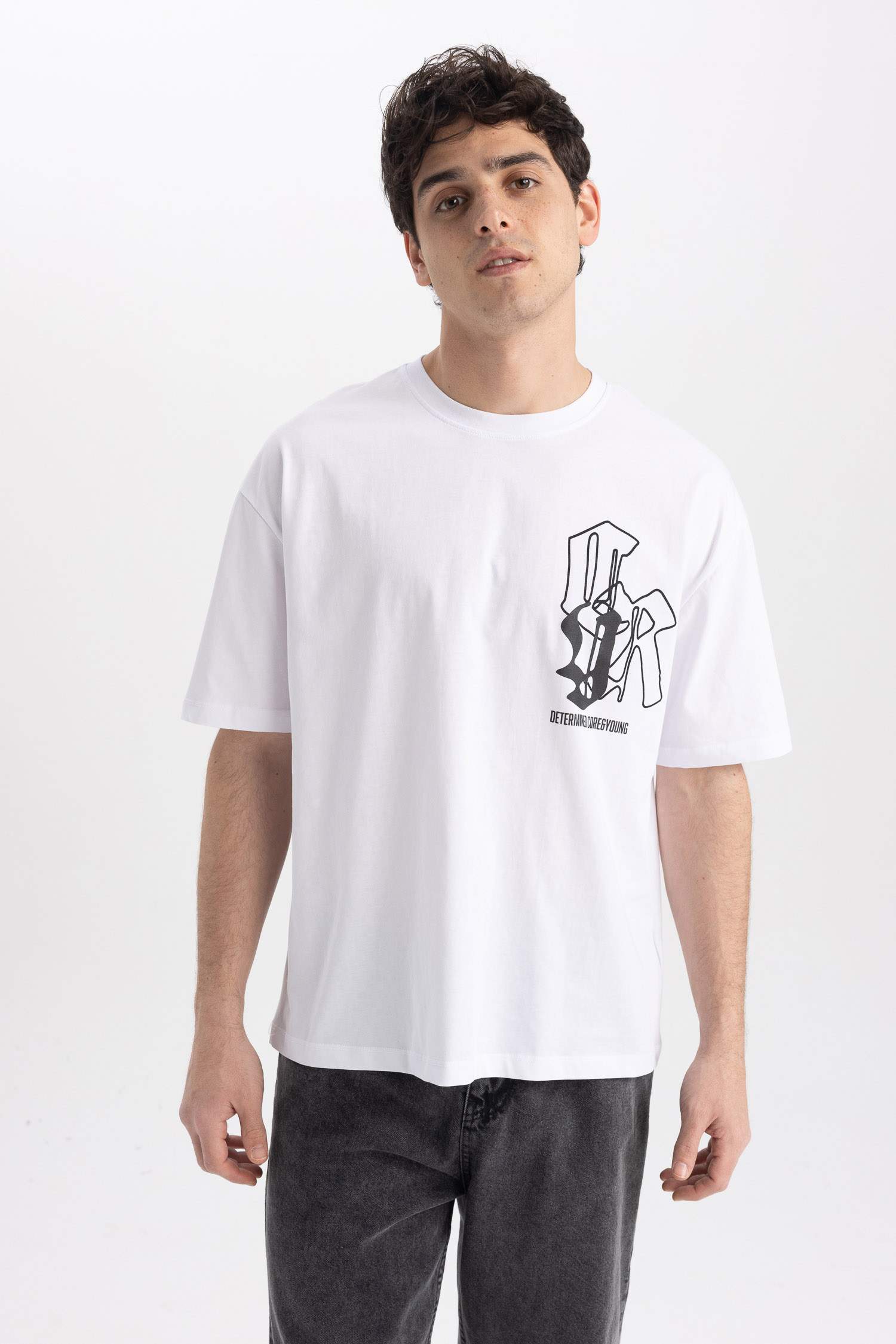 Футболка оверсайз c принтом из 100% хлопка