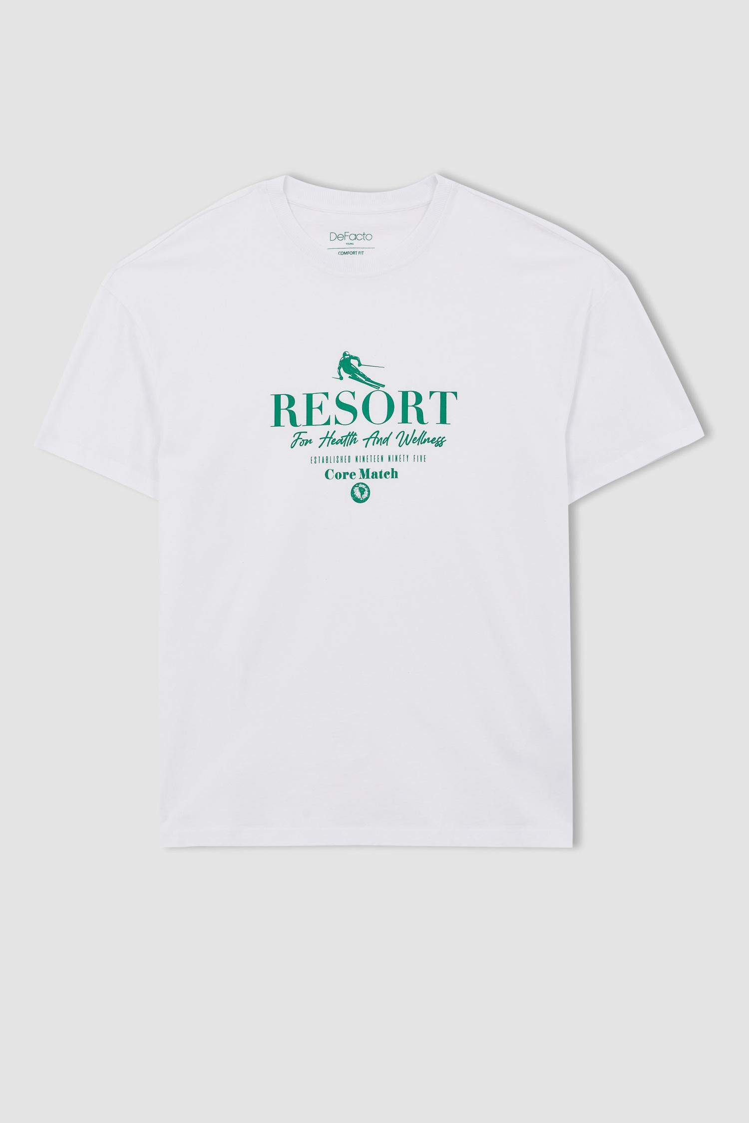 Comfort Fit Crew Neck Printed Cotton T-Shirt