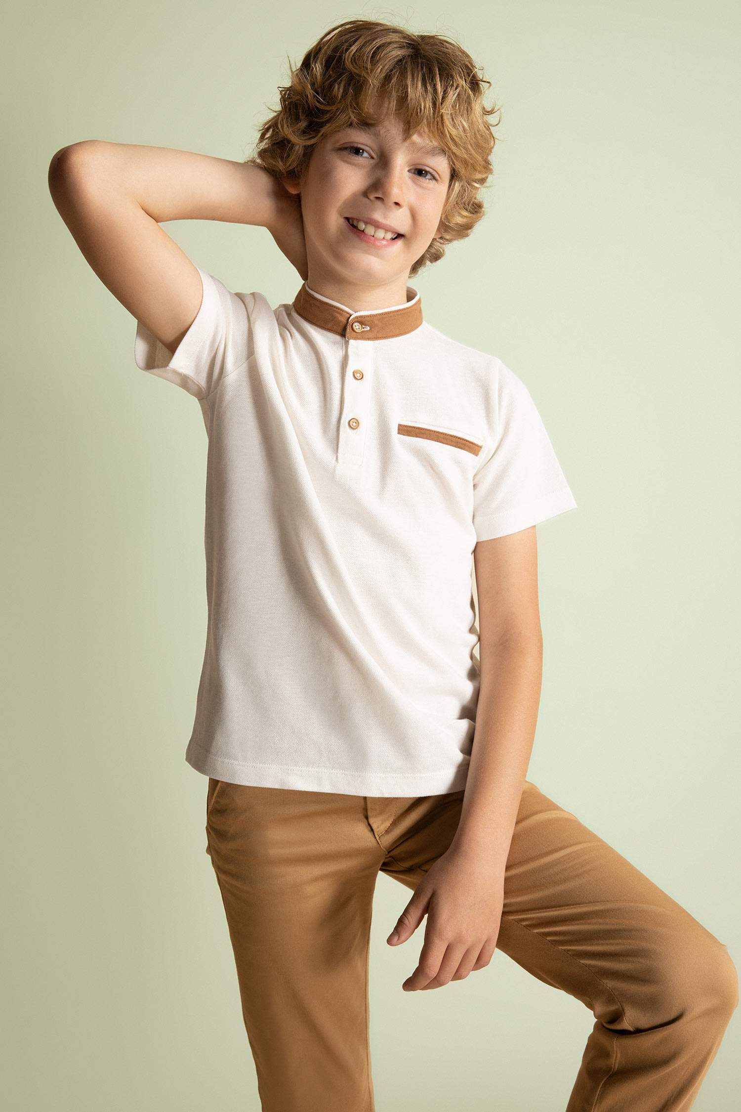 Ұлдарға годат жаға қысқа жеңді Қысқа Жеңді Поло Футболка