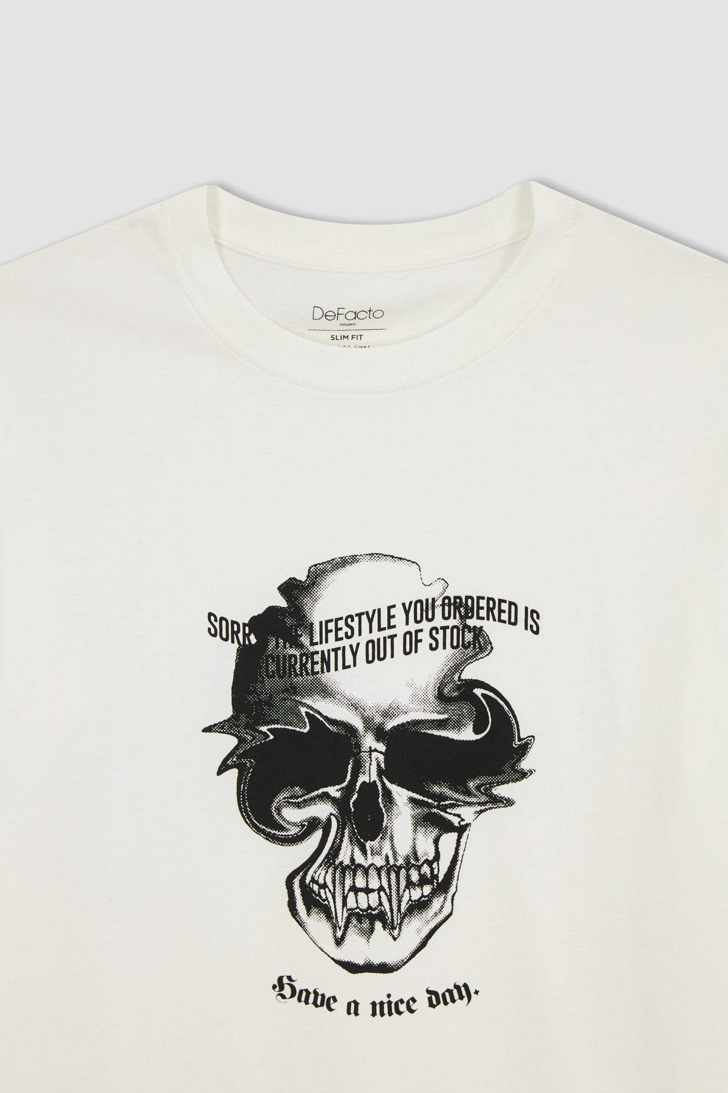 Футболка приталенного кроя с принтом из 100% хлопка