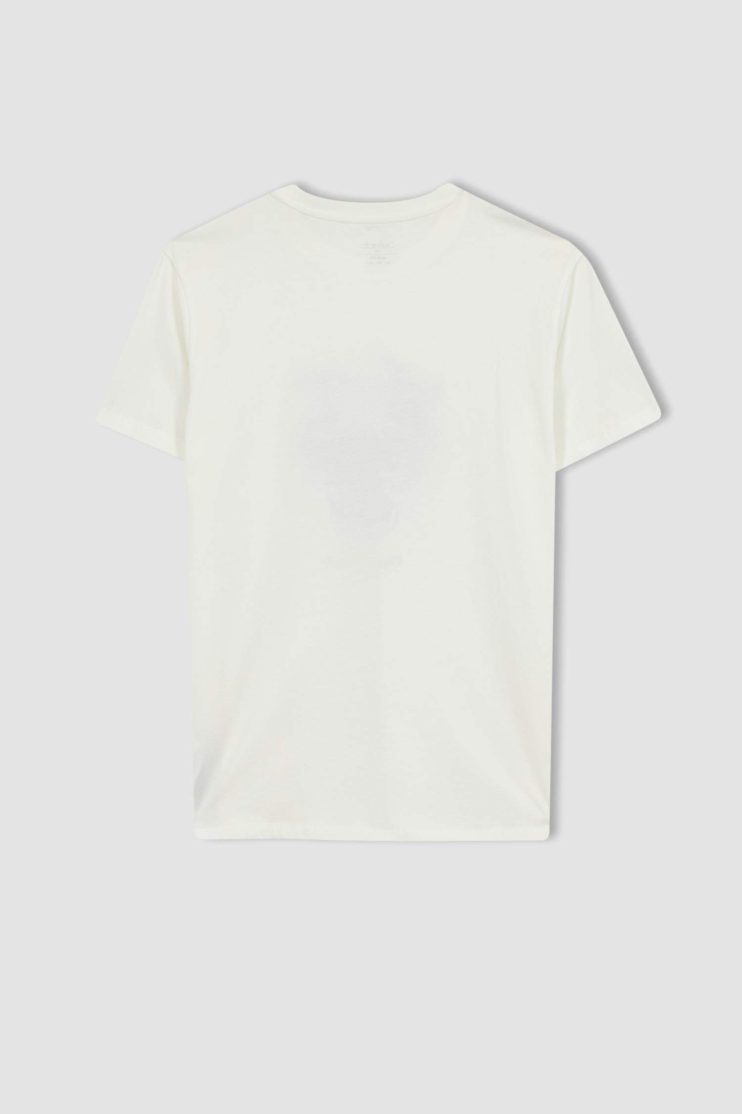 Футболка приталенного кроя с принтом из 100% хлопка